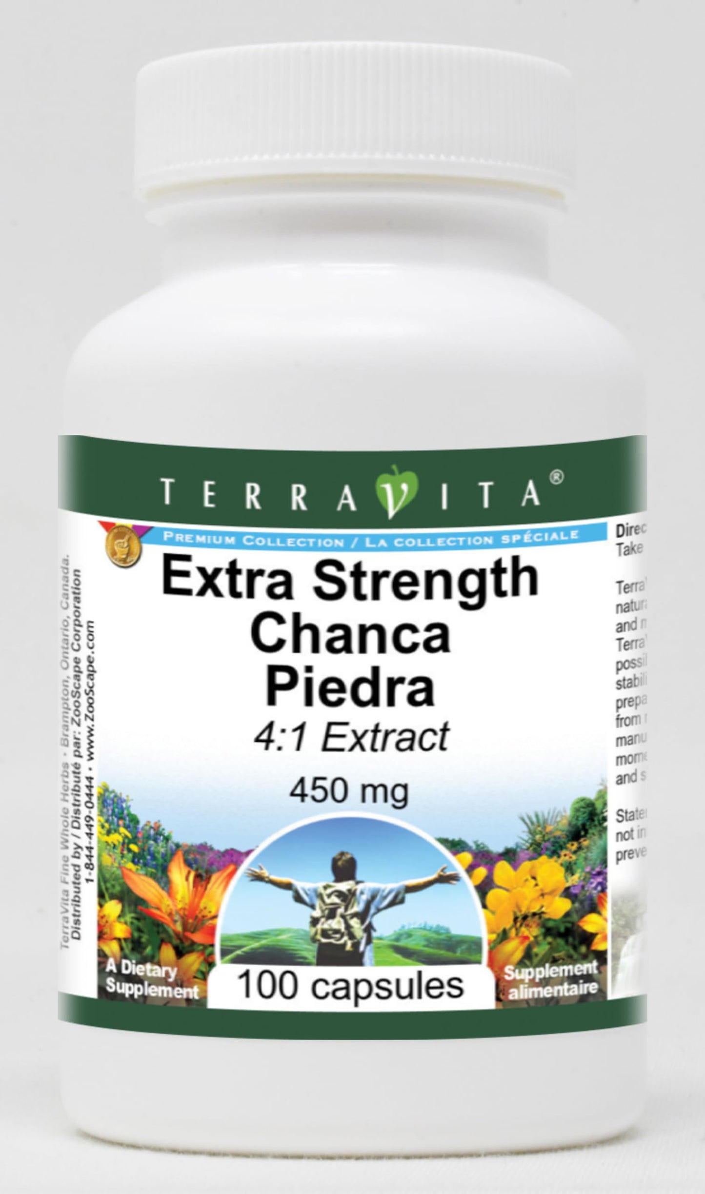 Terravita Extra Strength Chanca Piedra 4:1 Extract - 450 mg Capsules, 100 Count