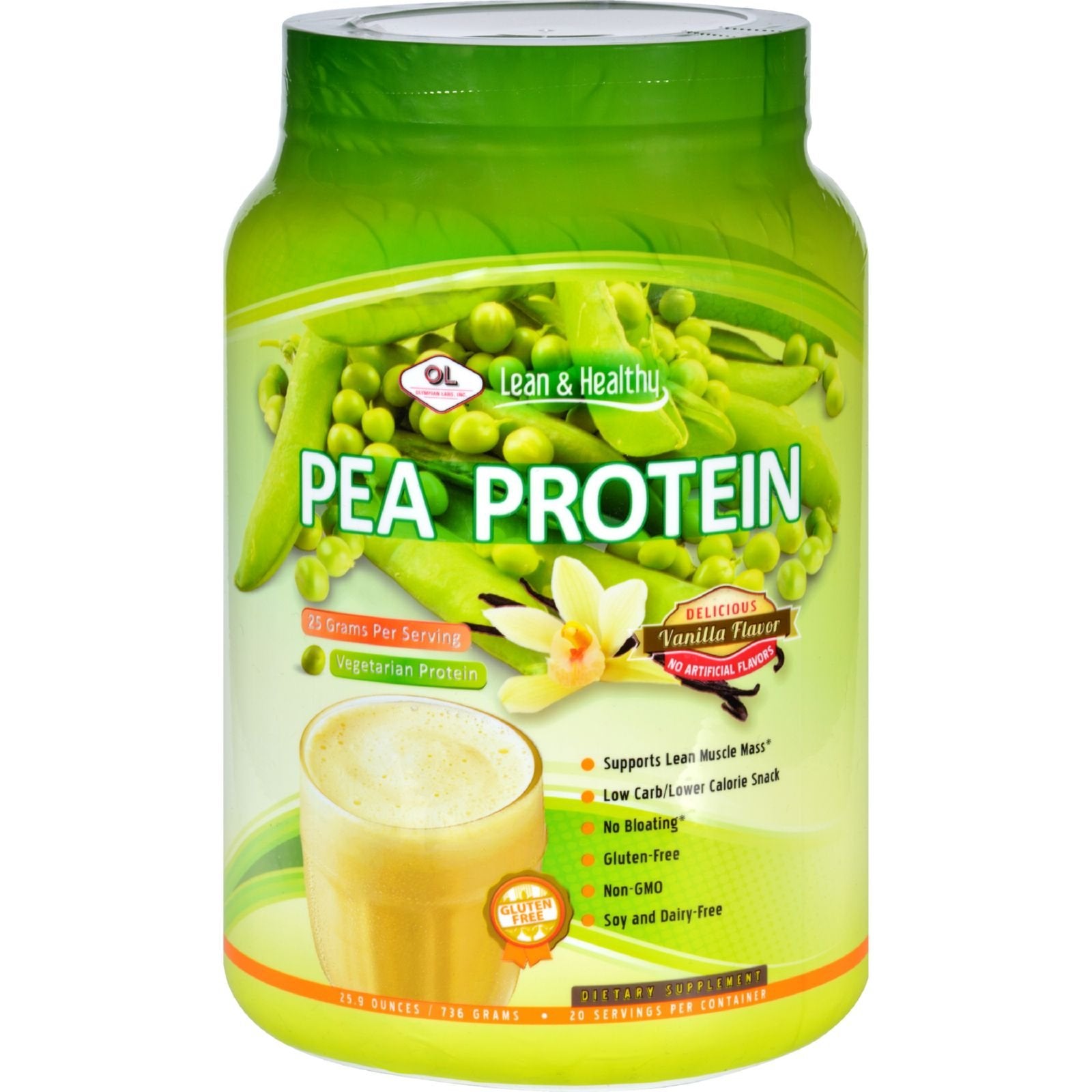 Olympian Labs Pea Protein Powder Natural Vanilla, 760 g, 1 Count