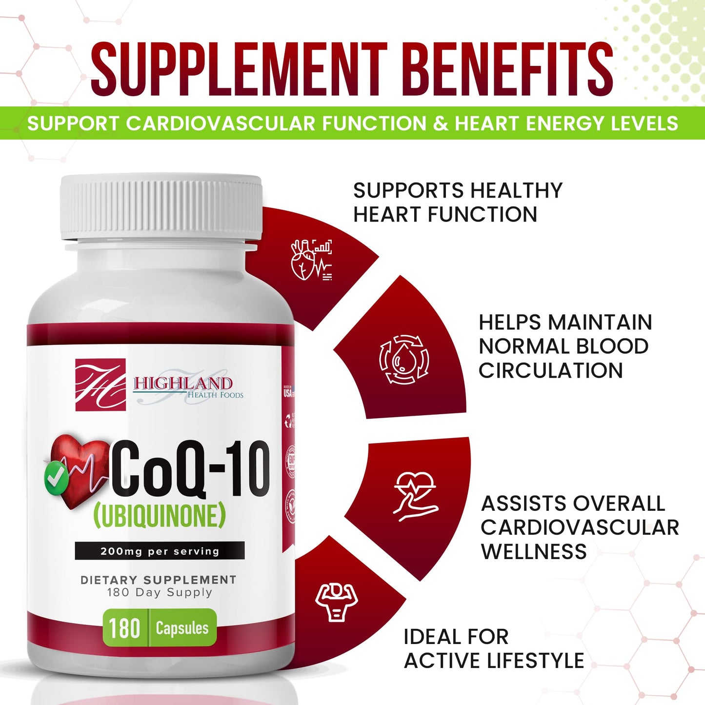 Highland Health Foods CoQ10 200mg, 180 Capsules