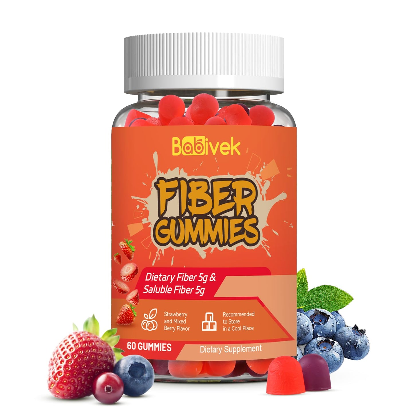 Babivek Fiber Gummies for Women and Men Dietary Fiber Gummy, 60 Count