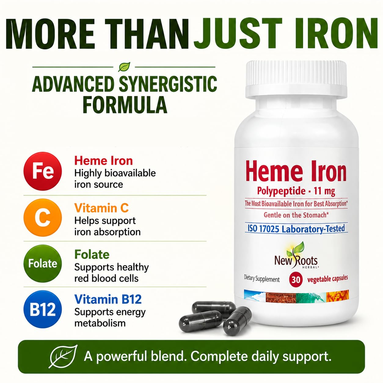 NEW ROOTS HERBAL Heme Iron Supplement Capsule 30 Count