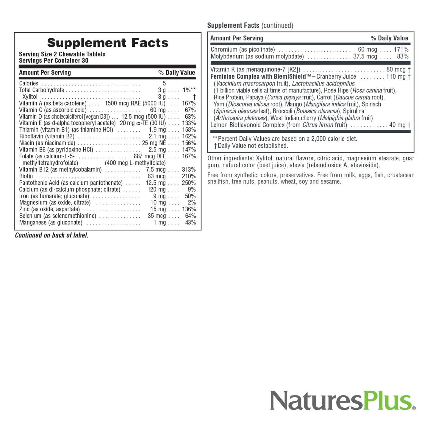 NaturesPlus Source of Life Power Teen for Her Chewable Tablets 120 Count