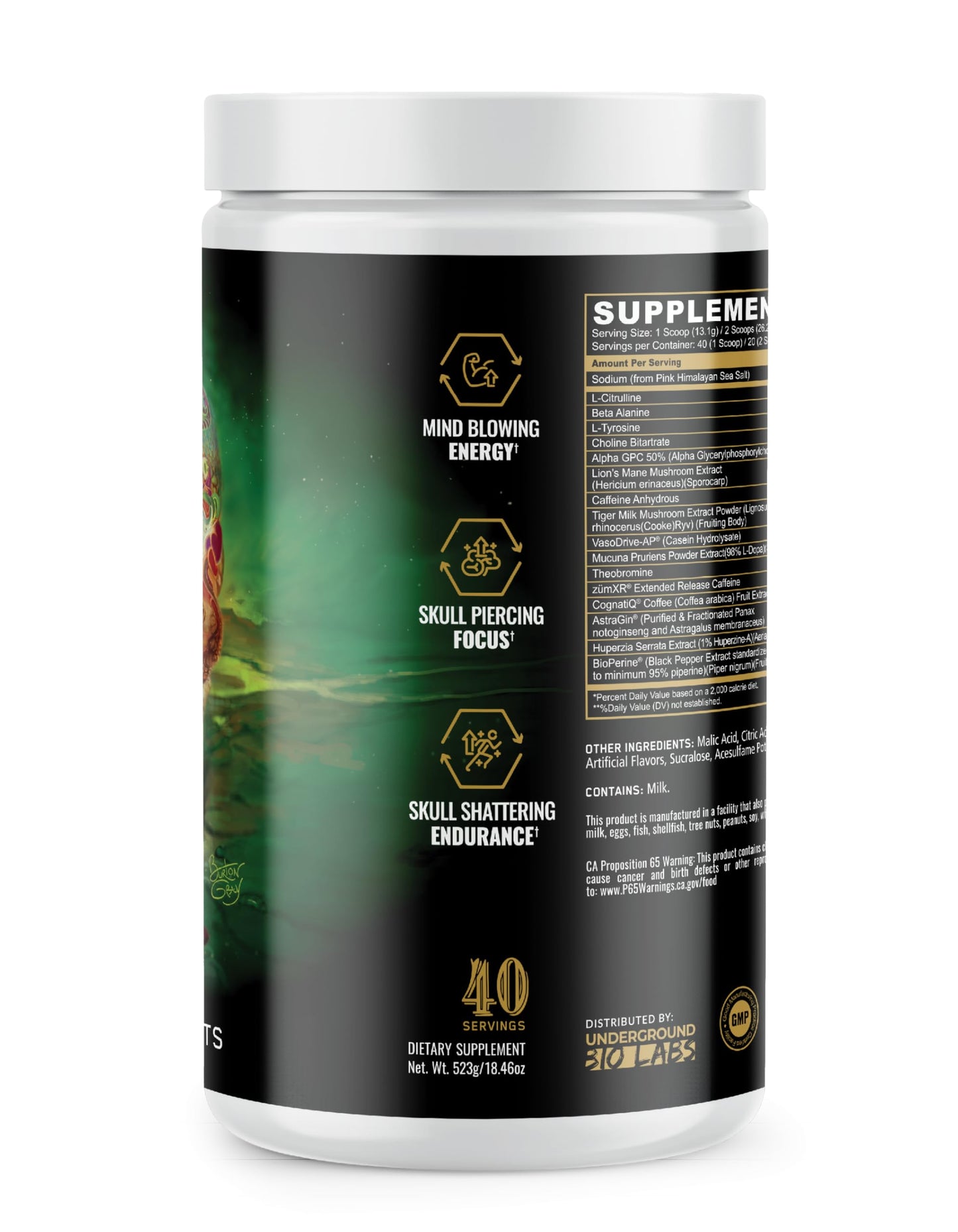 Underground Bio Labs Skull Nootropic Pre-Workout Powder 14.81 Ounce