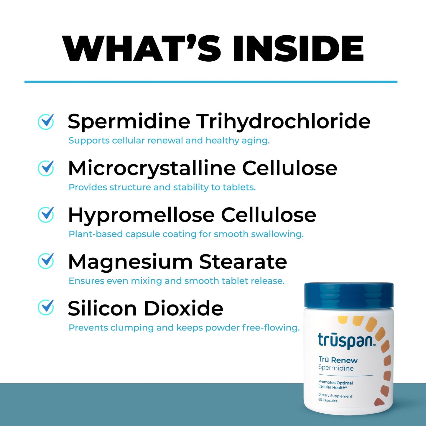 TRŪSPAN Spermidine Supplement 10mg, Cellular Renewal & Autophagy Support, Tru Renew Longevity & Healthy Aging Formula Capsule, 60 Count