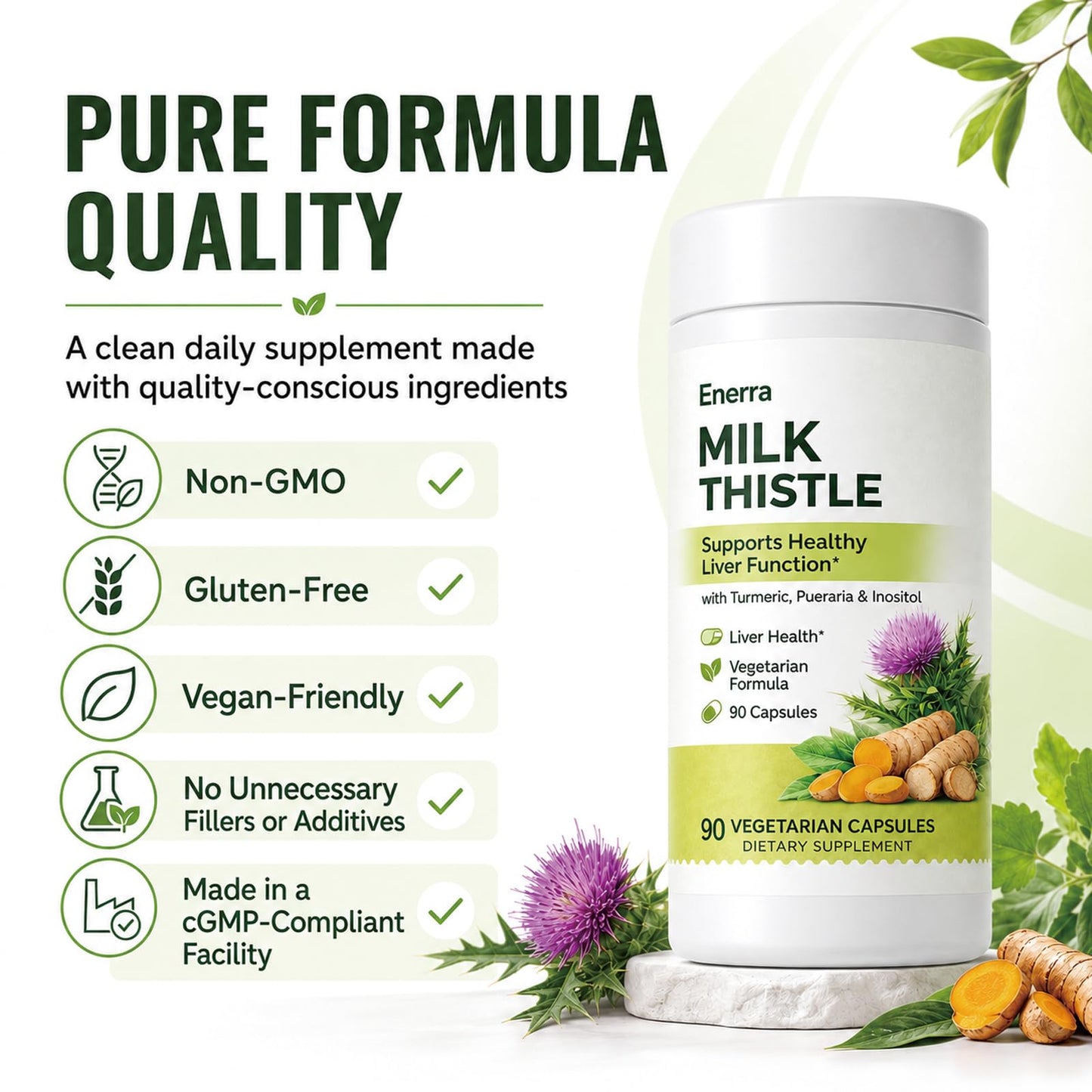 Organtics Enerra Milk Thistle Capsule, 90 Count
