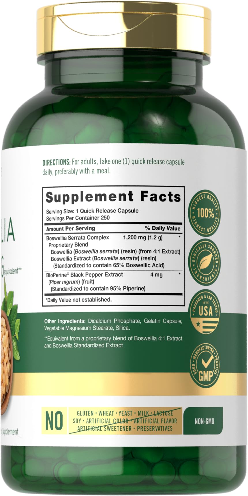Carlyle Boswellia Extract, 250 Capsules