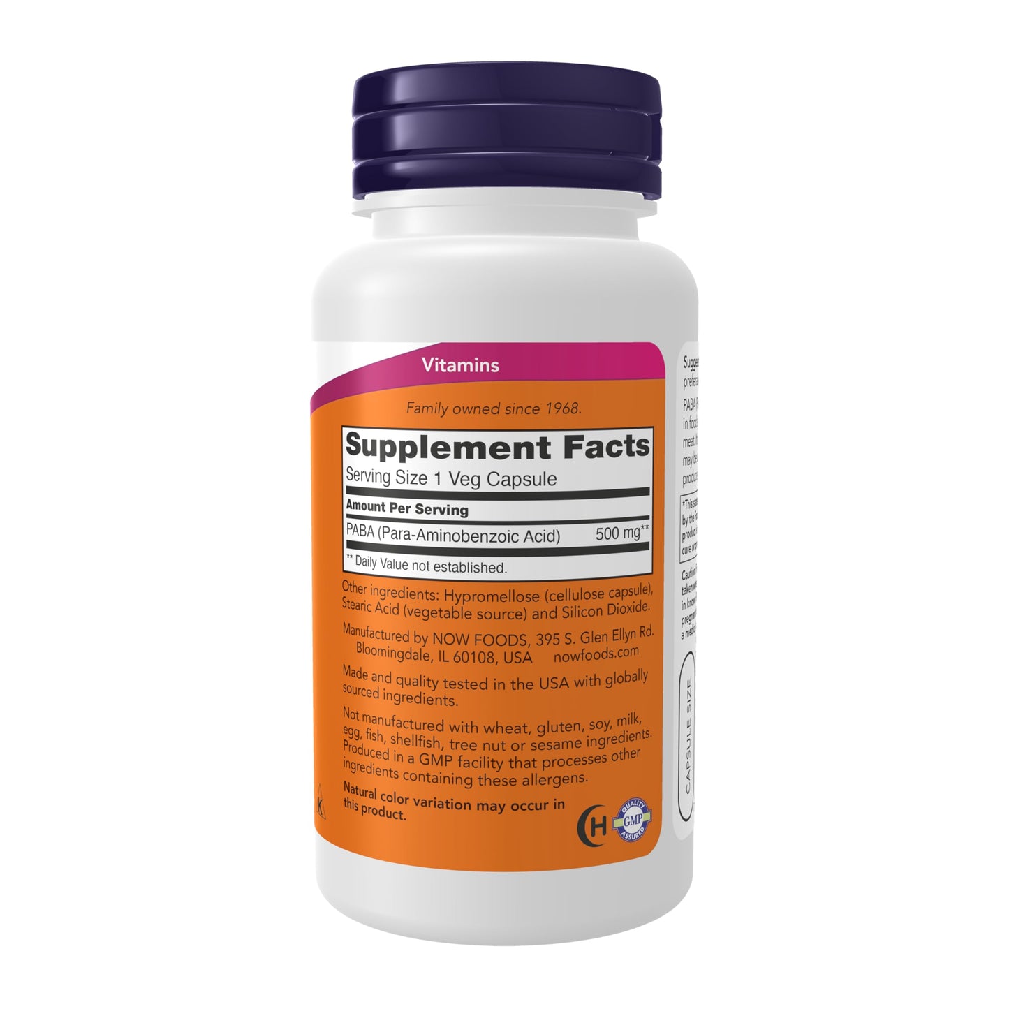 NOW Foods PABA 500mg 200 Capsules