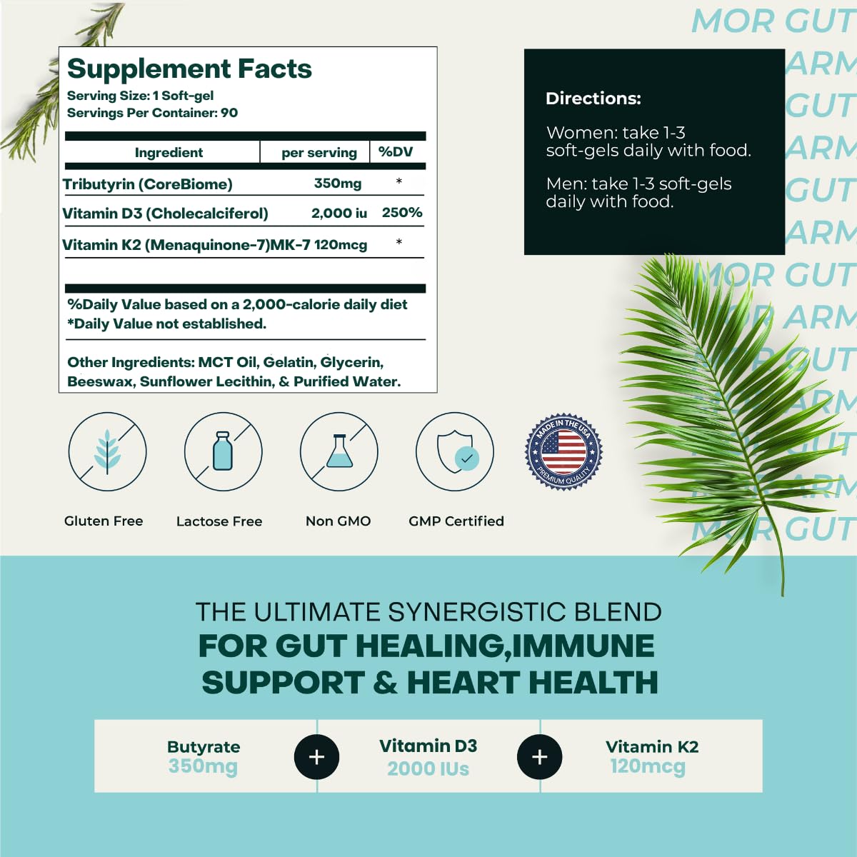 GUT ARMOR Gut & Heart Health + Immune Support Soft Gel Capsules 60 Count