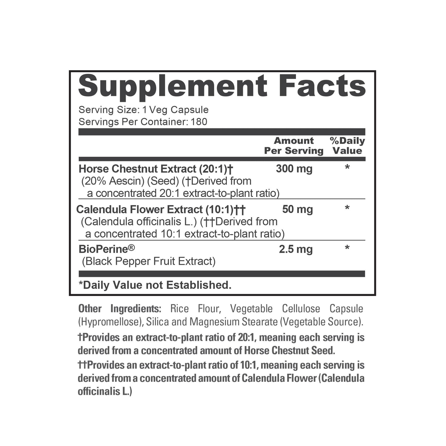 NusaPure Horse Chestnut 300 mg Capsules, 180 Count