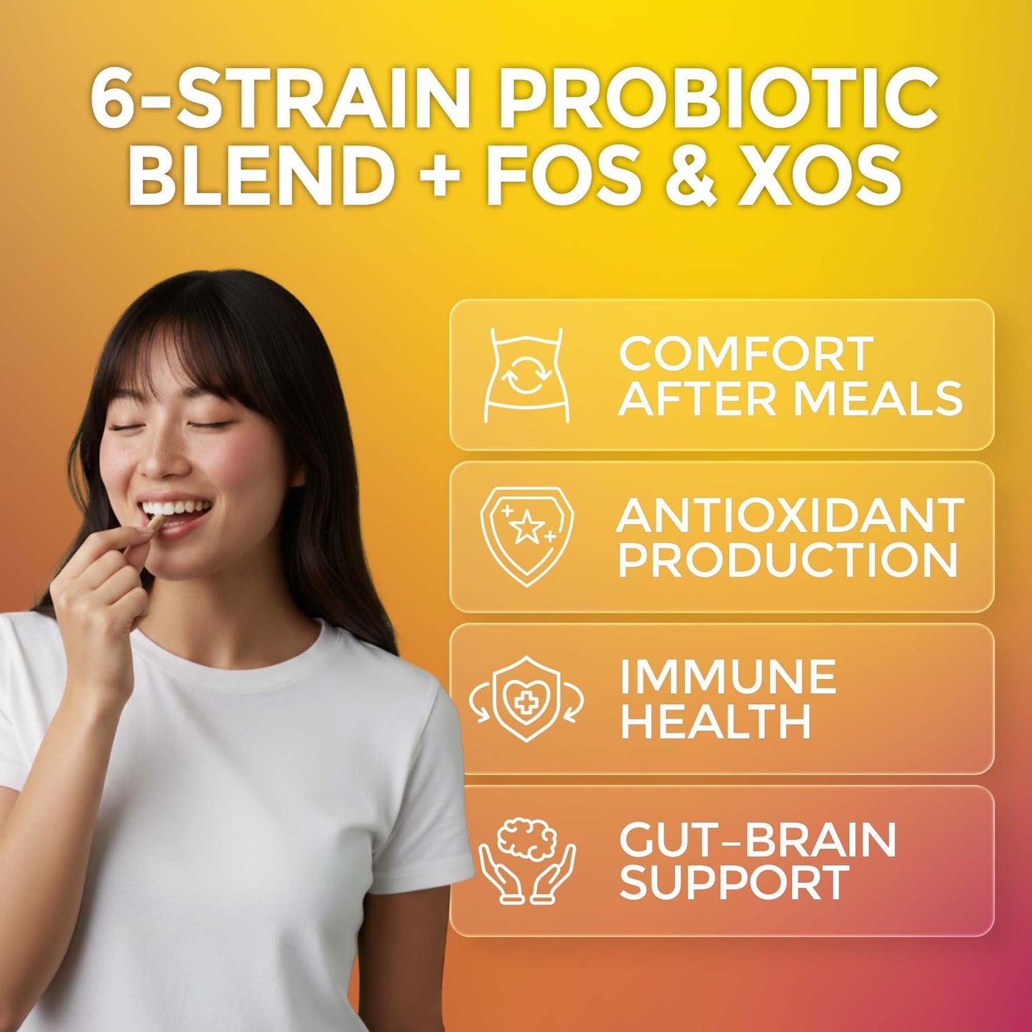 Prebiolume Prebiotics and Probiotics for Women & Men - 6 Probiotic Strains with DE111, 750 Million CFU, Supports Digestive & Immune Function, FOS & XOS Prebiotics, Gut-Brain Health, Shelf-Stable, 120 Capsules