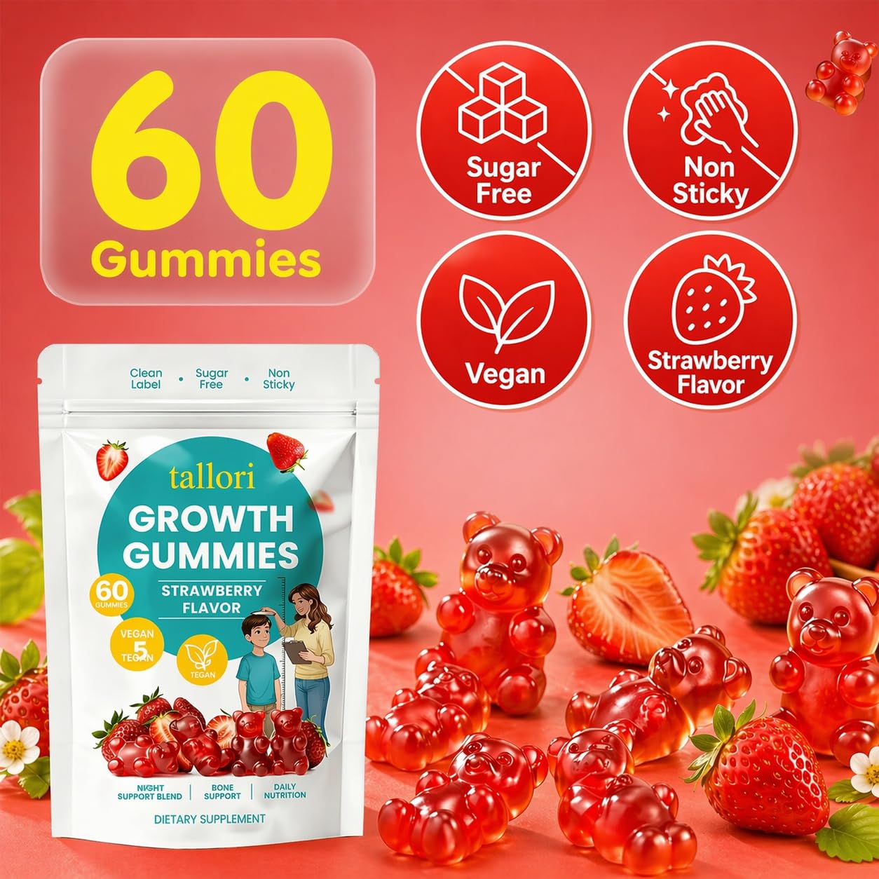 Pwkvsn Tallori Growth Gummies 60 Count