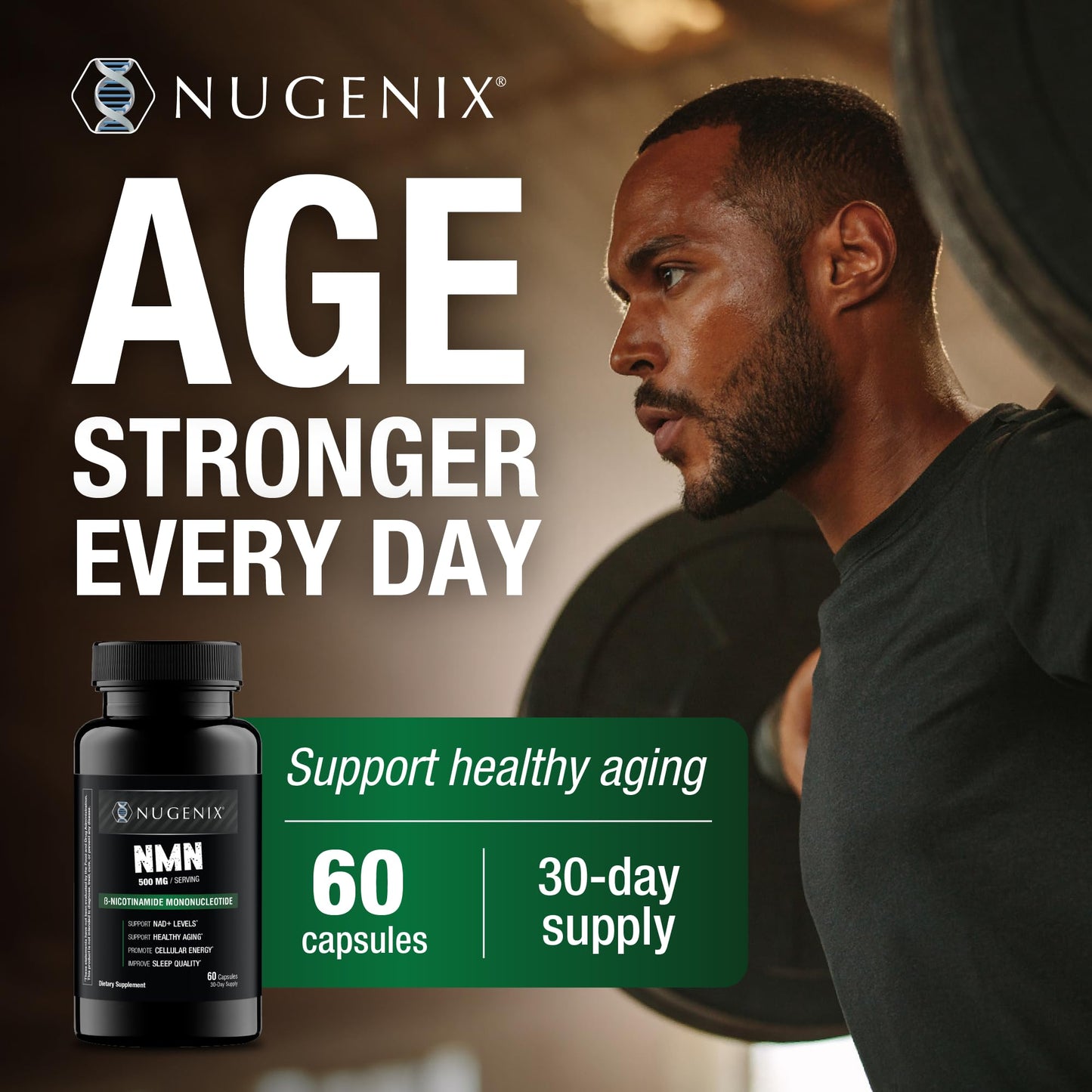 Nugenix NMN Supplement 500mg, NAD Supplement Capsule, 60 Count