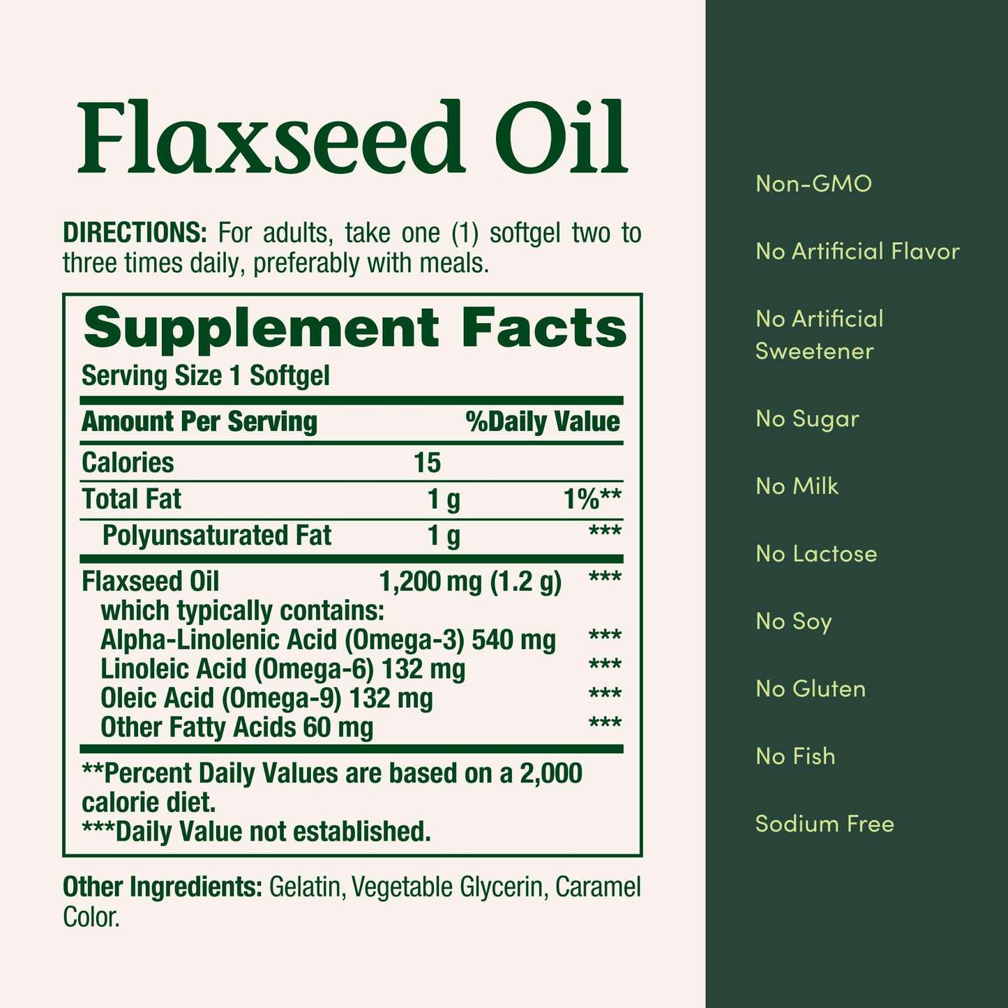 Nature's Bounty Flaxseed and Omega 3 Softgels 125 ct
