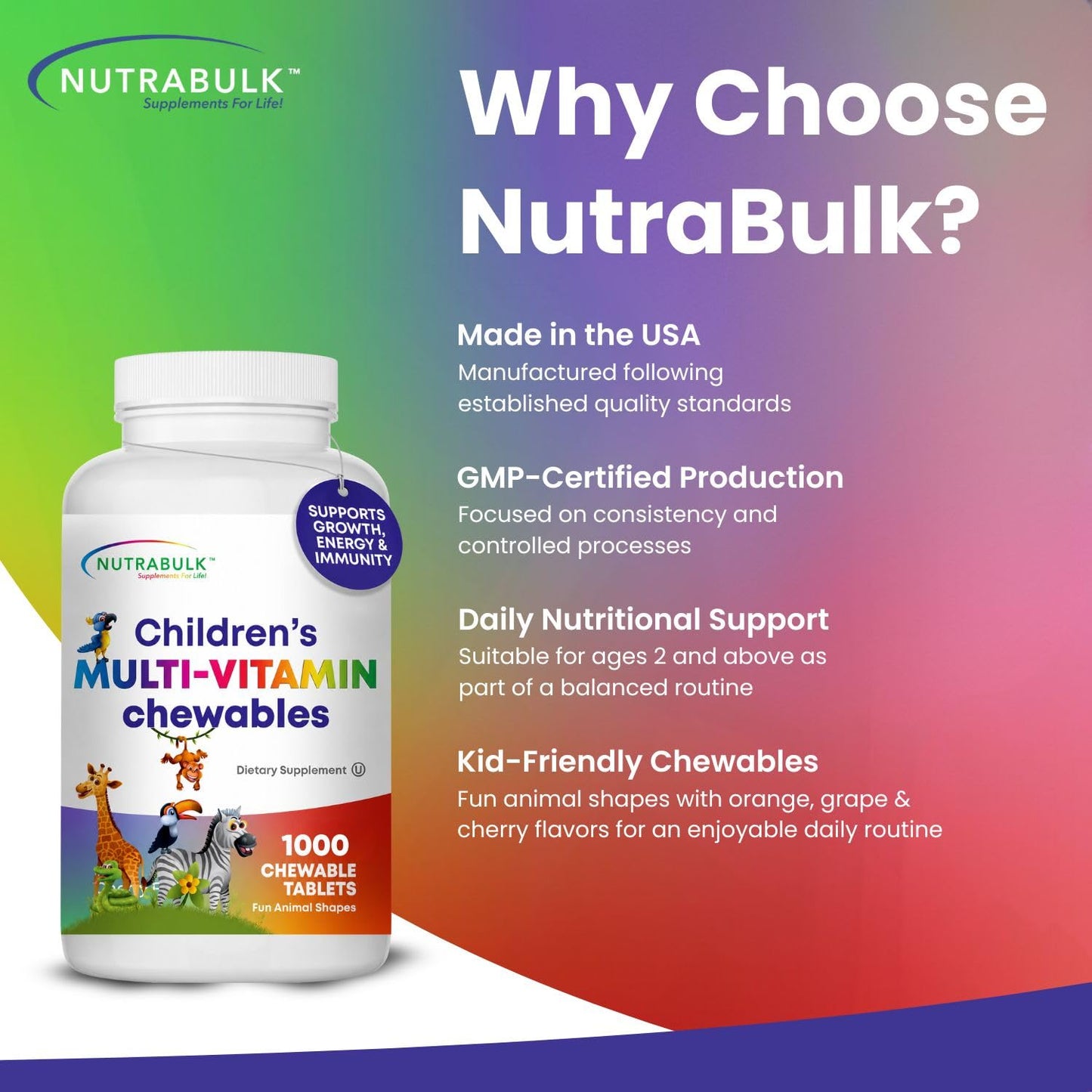NutraBulk Children's Chewable Multi-Vitamins 6000 Tablets