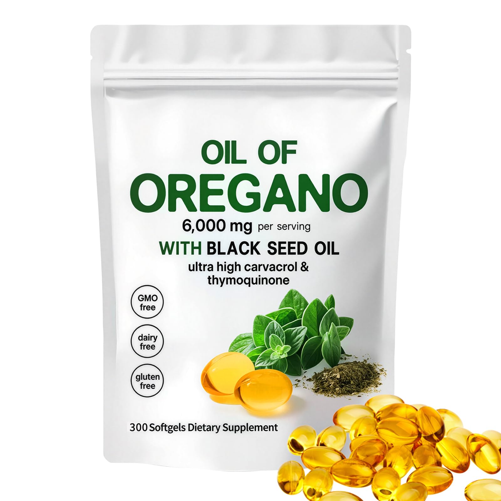 YATIME Oil of Oregano with Black Seed Oil Softgels 300 Softgels