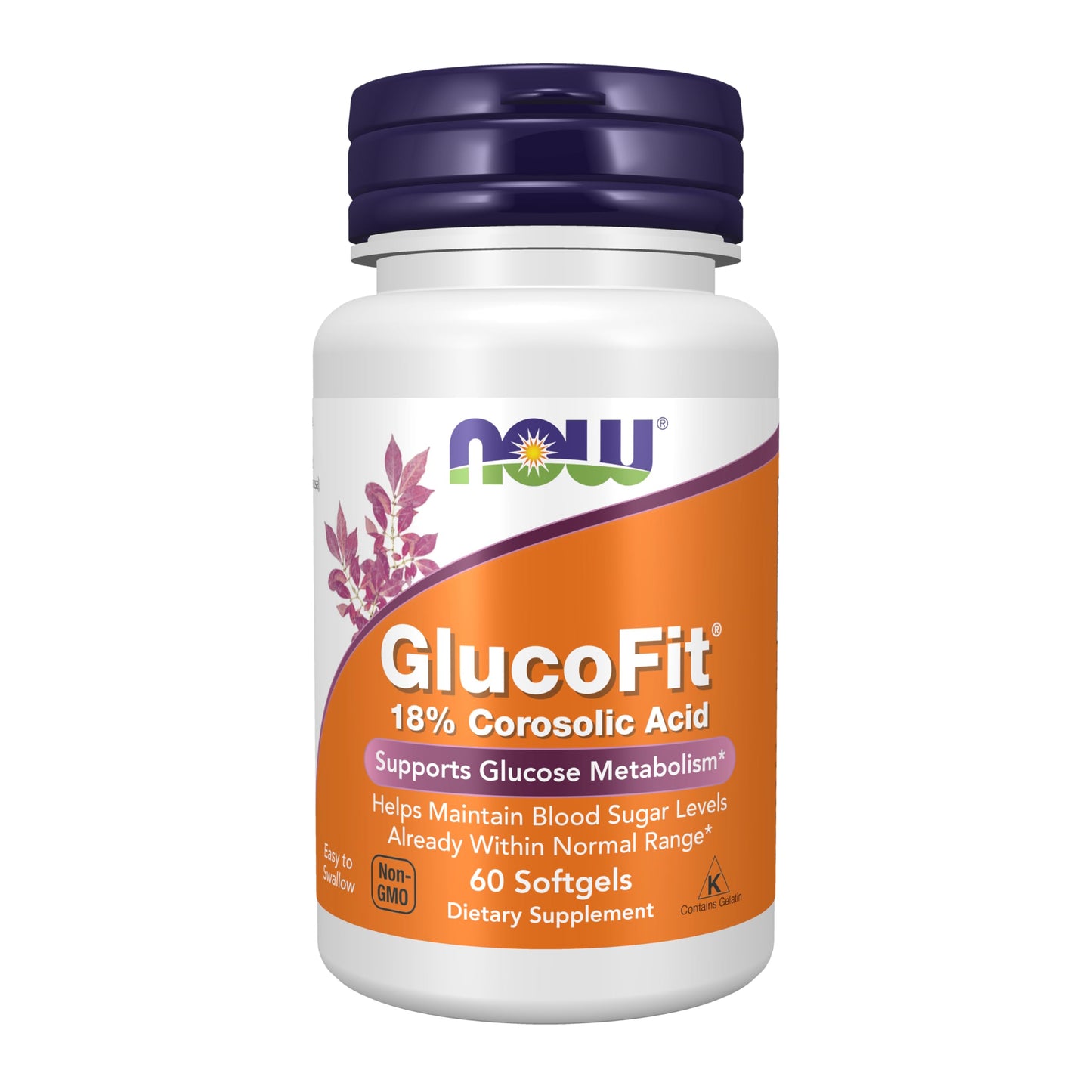 NOW Foods GlucoFit with 18% Corosolic Acid, Supports Glucose Metabolism, 60 Softgels