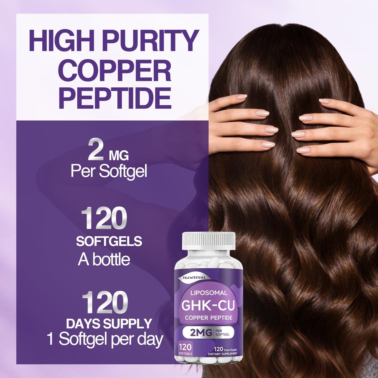 Trawecual GHK-Cu Peptide Hair Softgels, 120 Softgels
