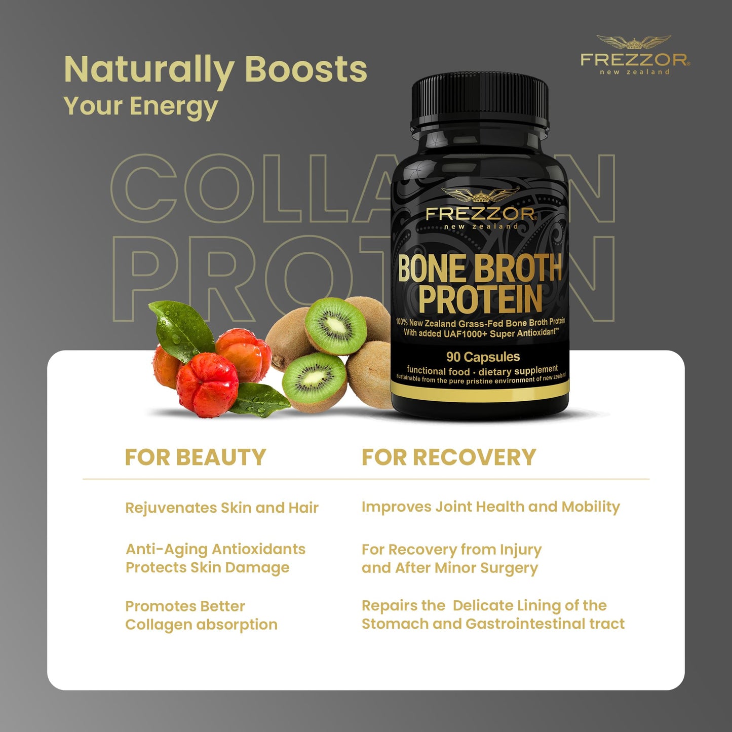 FREZZOR Bone Broth Protein Softgels, 540 Count