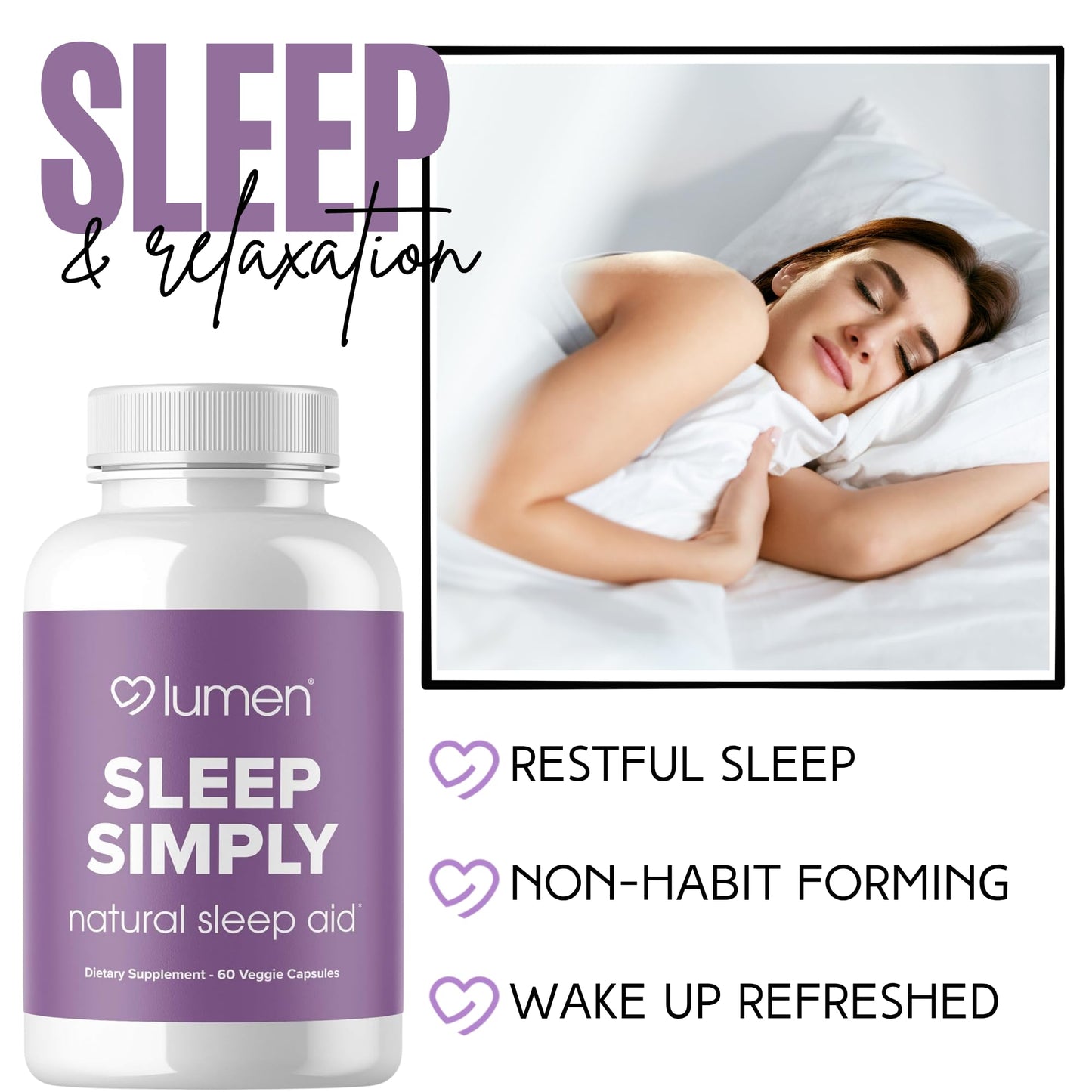 Lumen Naturals Sleep Simply with Melatonin and Magnesium Capsules, 60 Count