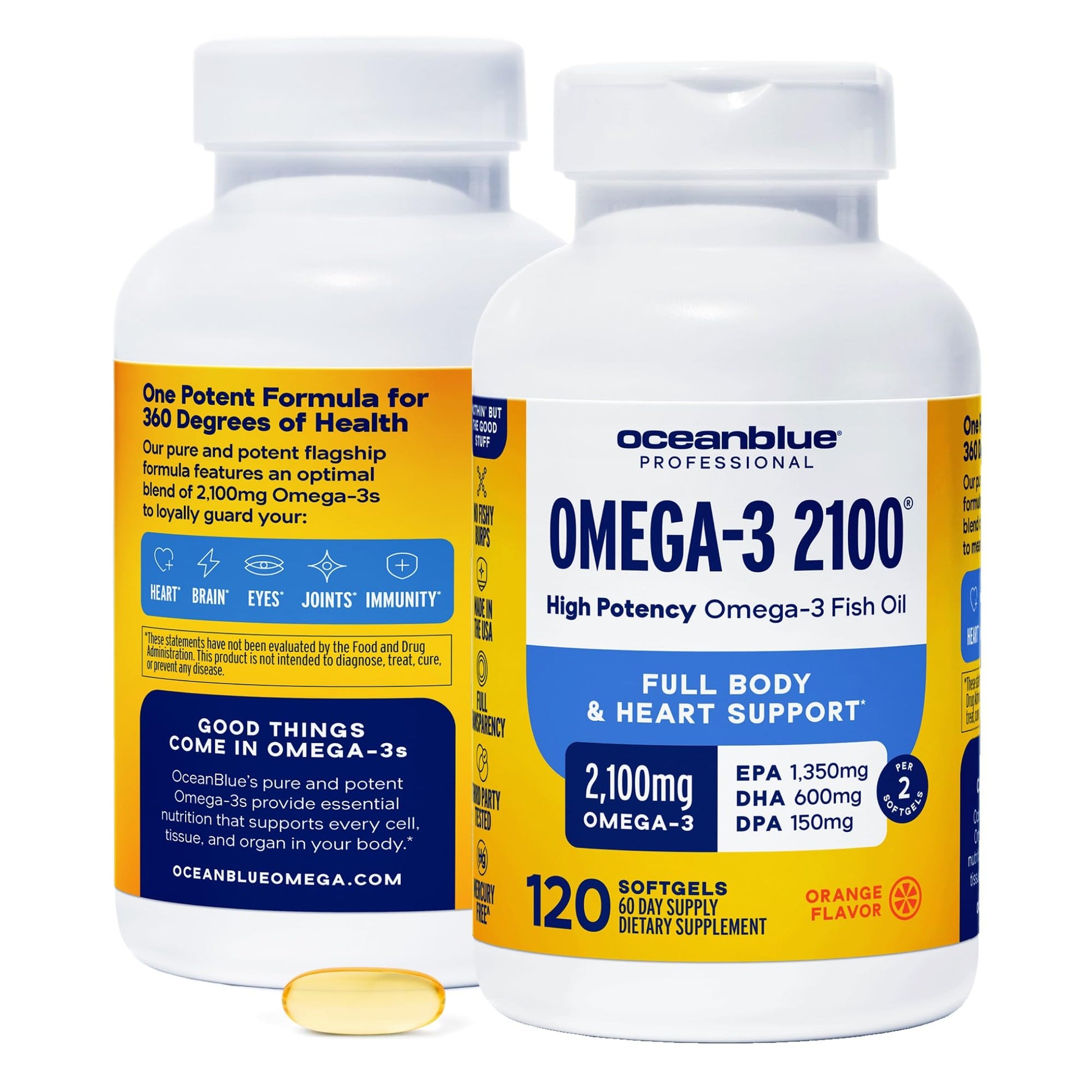 Oceanblue Professional Omega-3 2100 - Triple Strength DPA EPA DHA Omega 3 Supplement Softgels 240