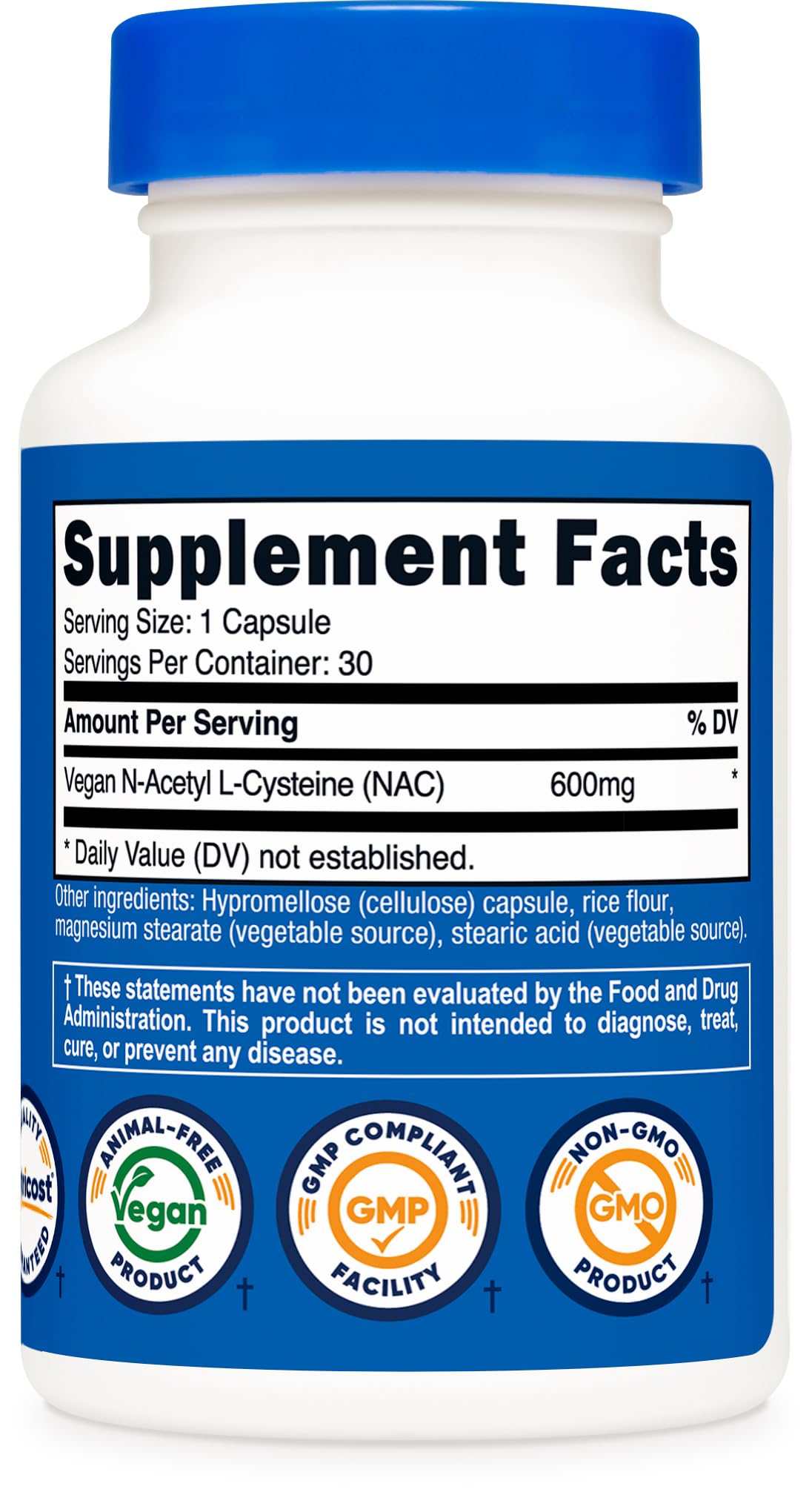Nutricost N-Acetyl L-Cysteine (NAC) 600mg Capsules, 30 Count