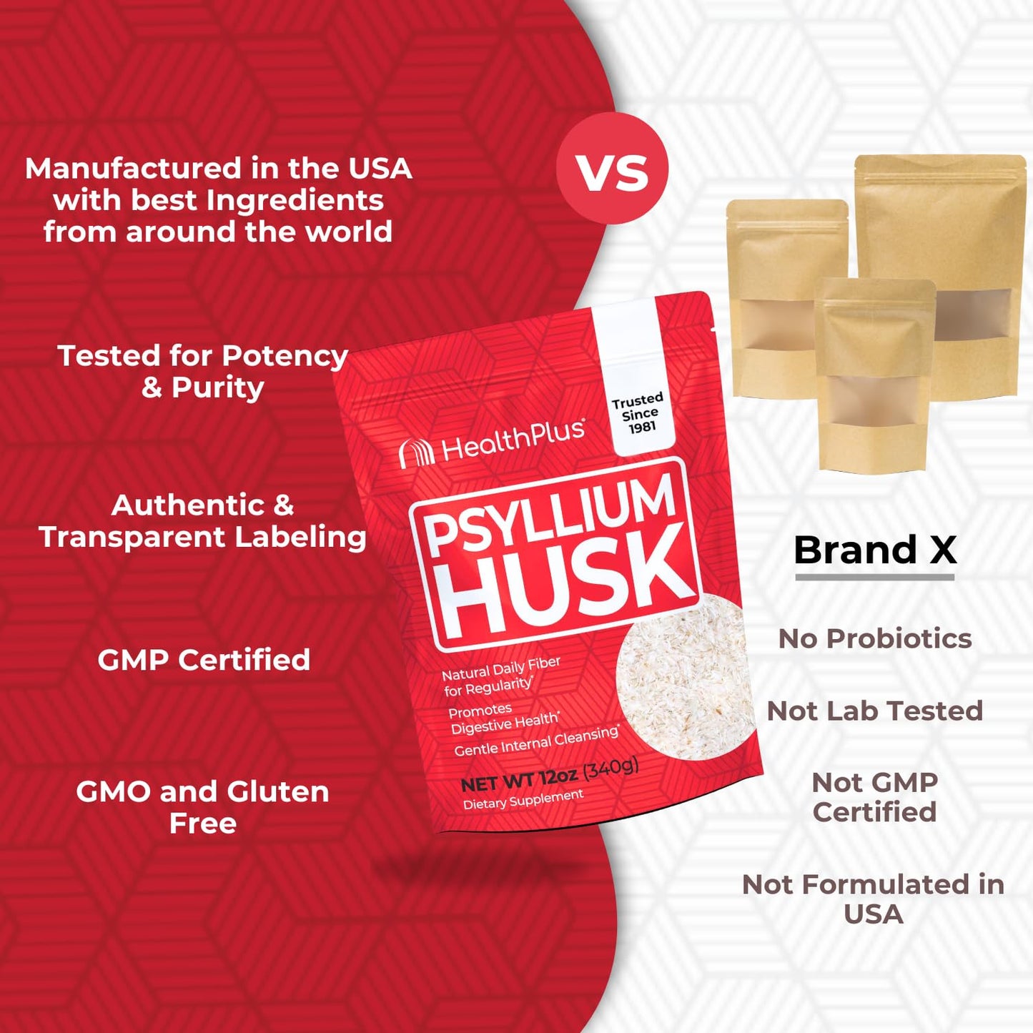 Health Plus Psyllium Husk Powder 12 Ounce