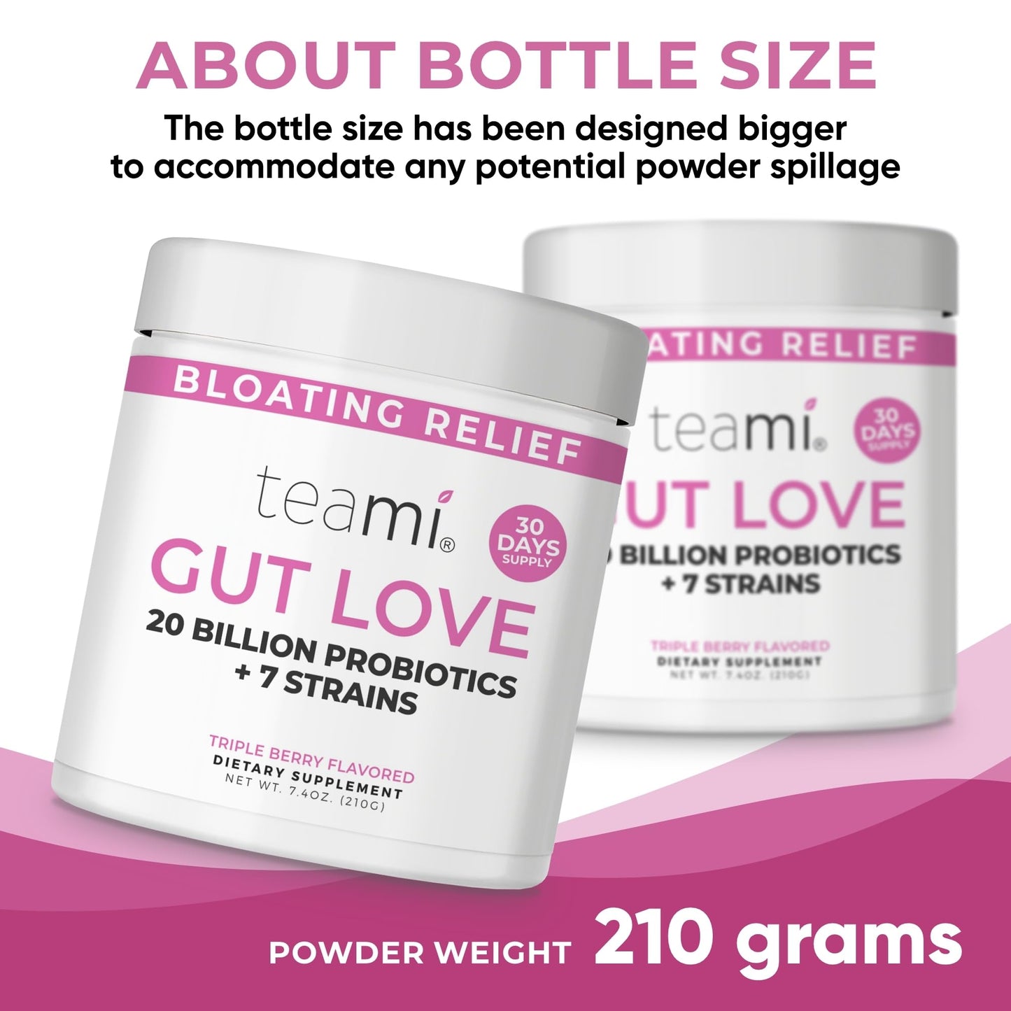 Teami Prebiotic and Probiotic Powder for Women (Powder), Triple Berry Gut Love, 7.4 Ounce