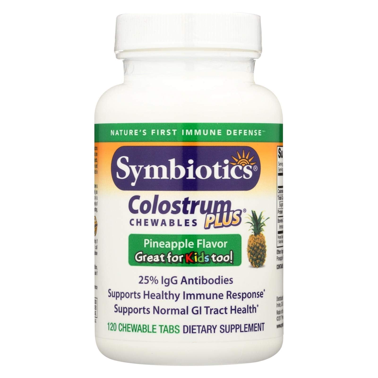 Naturade Symbiotics Colostrum Plus Chewables, Pineapple, 120 Chewable Tabs
