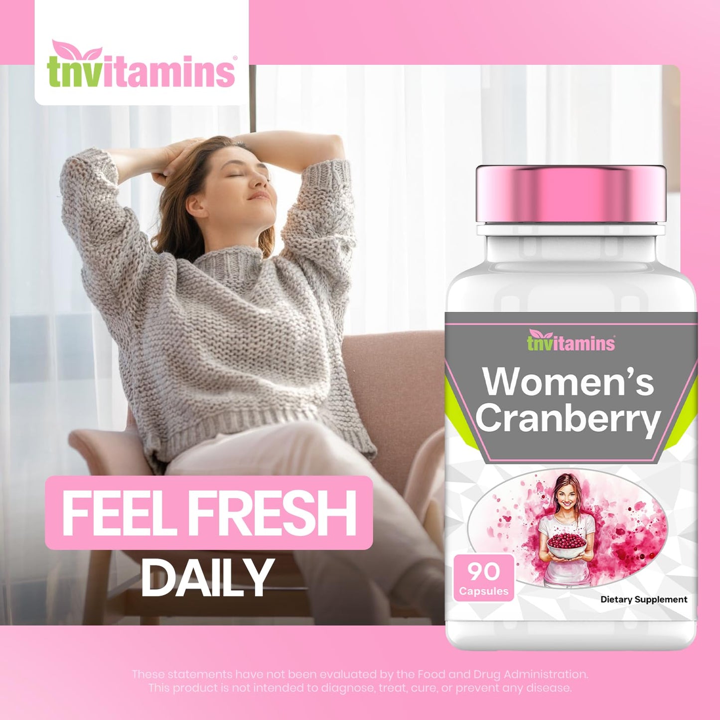 tnvitamins Cranberry Pills for Women Ultra-High Potency Cranberry Concentrate Extract Capsules, 90 Capsules