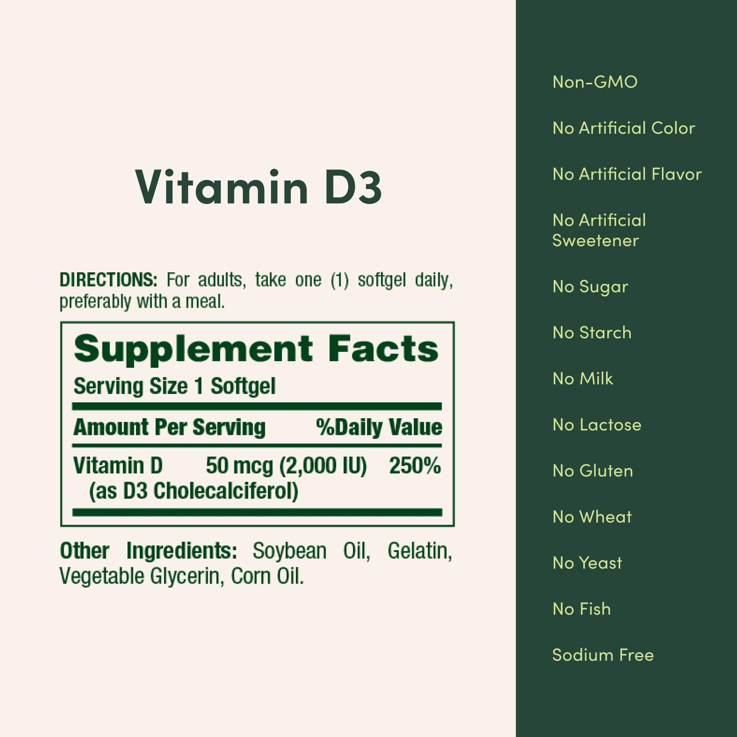Nature's Bounty Vitamin D3 2000 IU Softgels 350 Count
