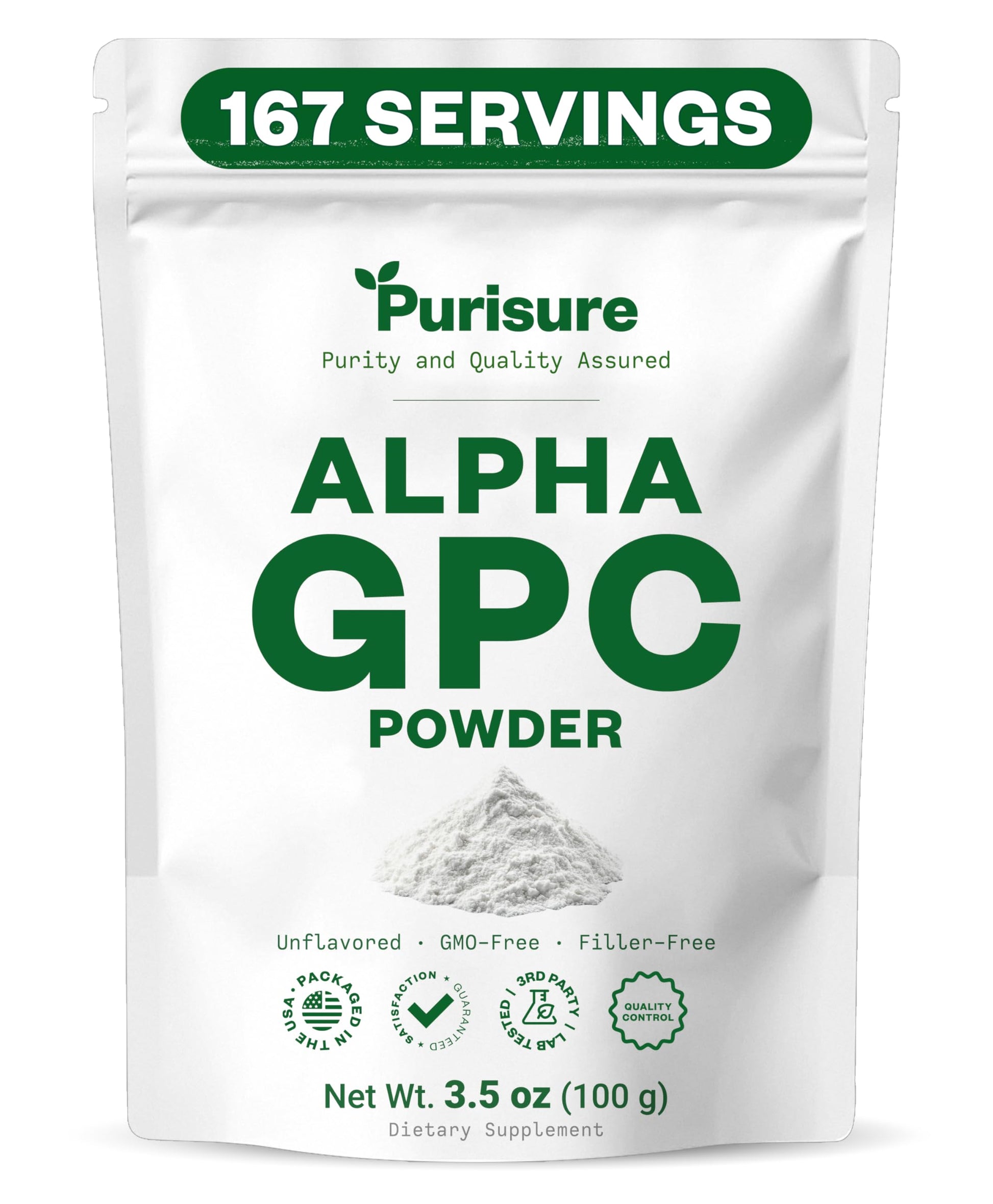 Purisure Alpha GPC Powder 3.5 Ounce (Pack of 1)
