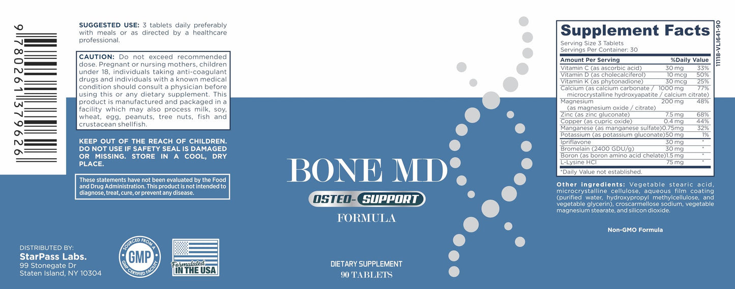 StarPass Labs Bone MD Osteo Strength Ultimate Health Support, 90 Tablets
