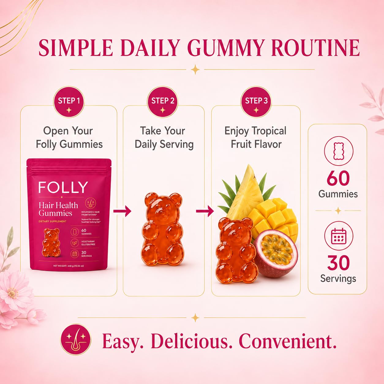 THYROCORE Folly Hair Growth Gummies, 60 Gummies