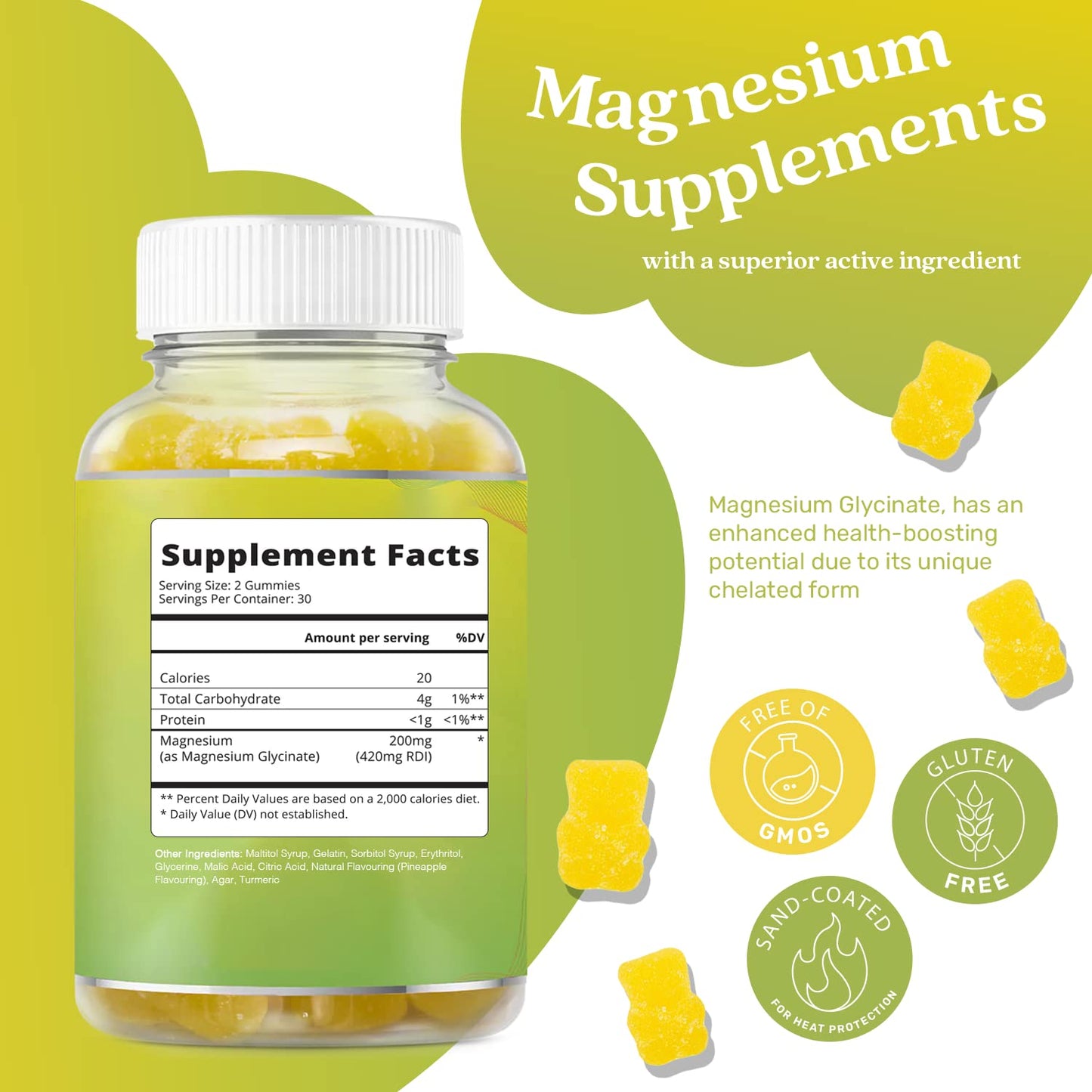 BeLive Magnesium Glycinate Gummies 200 mg, 60 Count