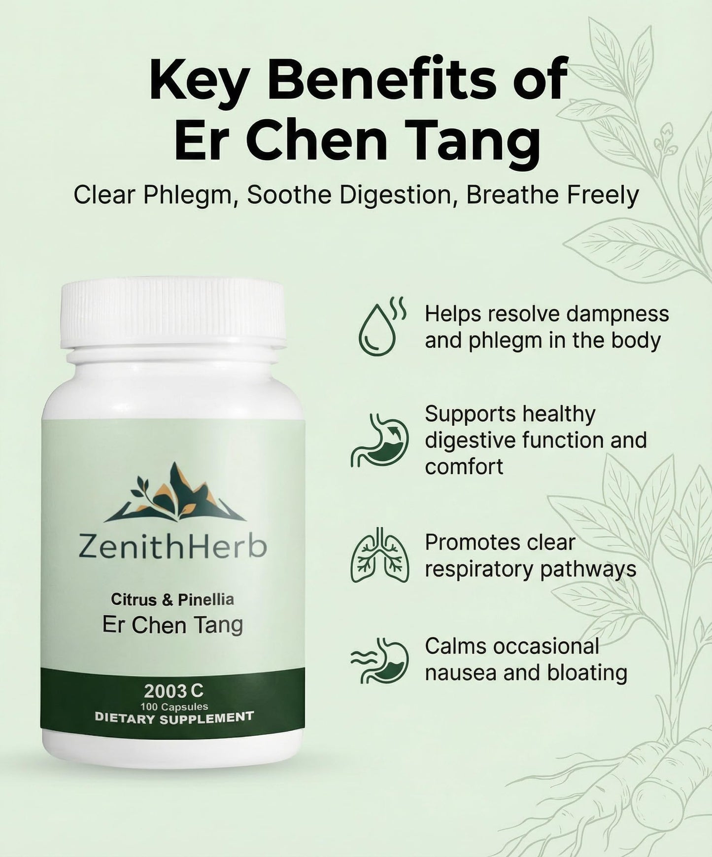ZenithHerb Citrus & Pinellia/Er Chen Tang Capsules, 100 Capsules