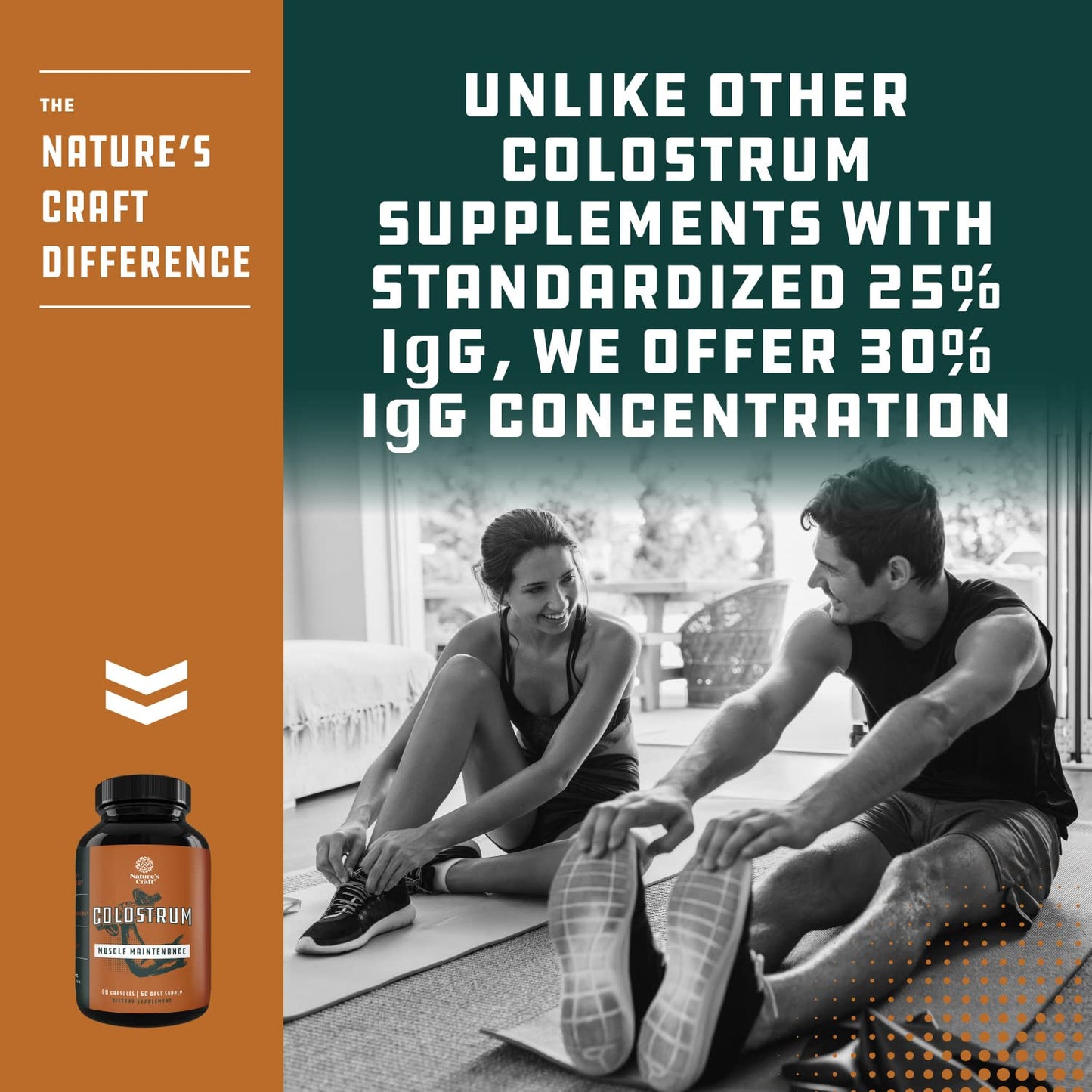 Natures Craft Bovine Colostrum Capsules with Immunoglobulin G, 60 Count