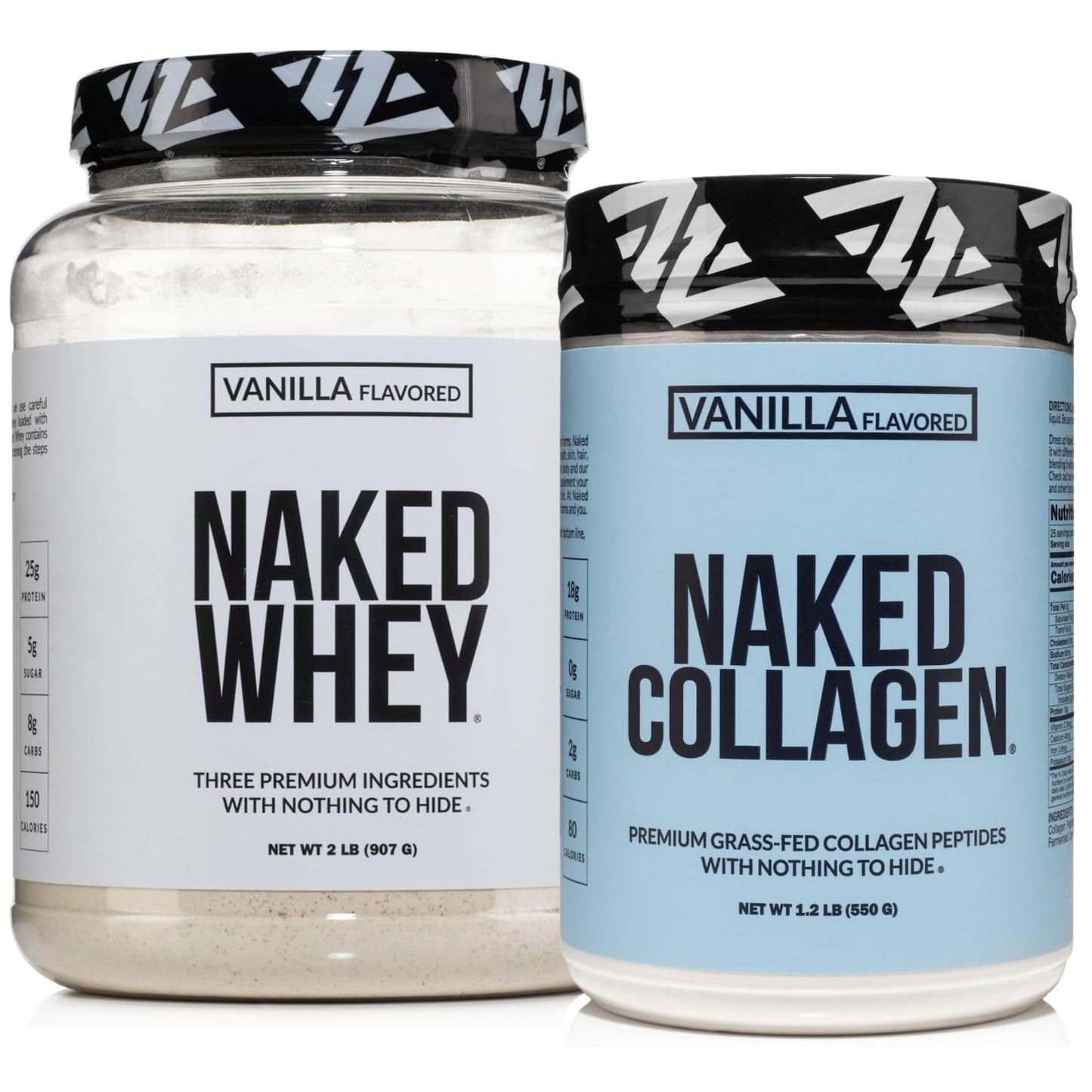 NAKED Vanilla Collagen + Vanilla Whey Bundle – Grass-Fed Hydrolyzed Collagen Peptides Powder & Whey Protein Powder, 52 Servings