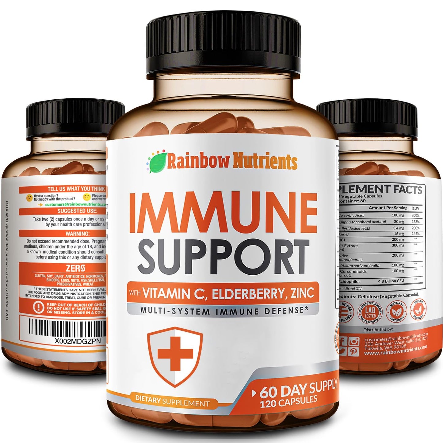 Rainbow Nutrients, LLC 10 in 1 Immune Support Supplement Capsules 120