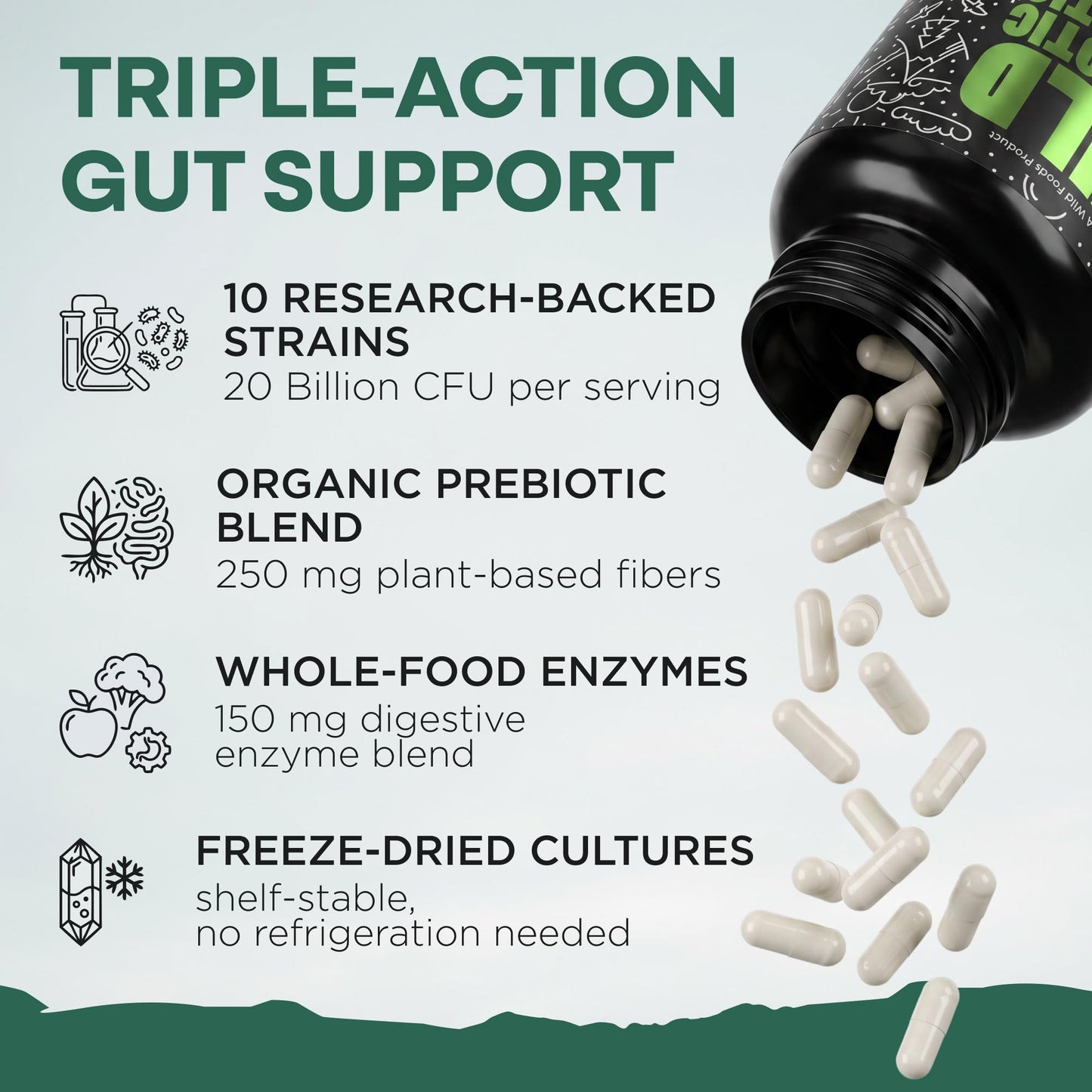 Wild Foods Prebiotics and Probiotics with Digestive Enzymes Capsules 60 Capsules