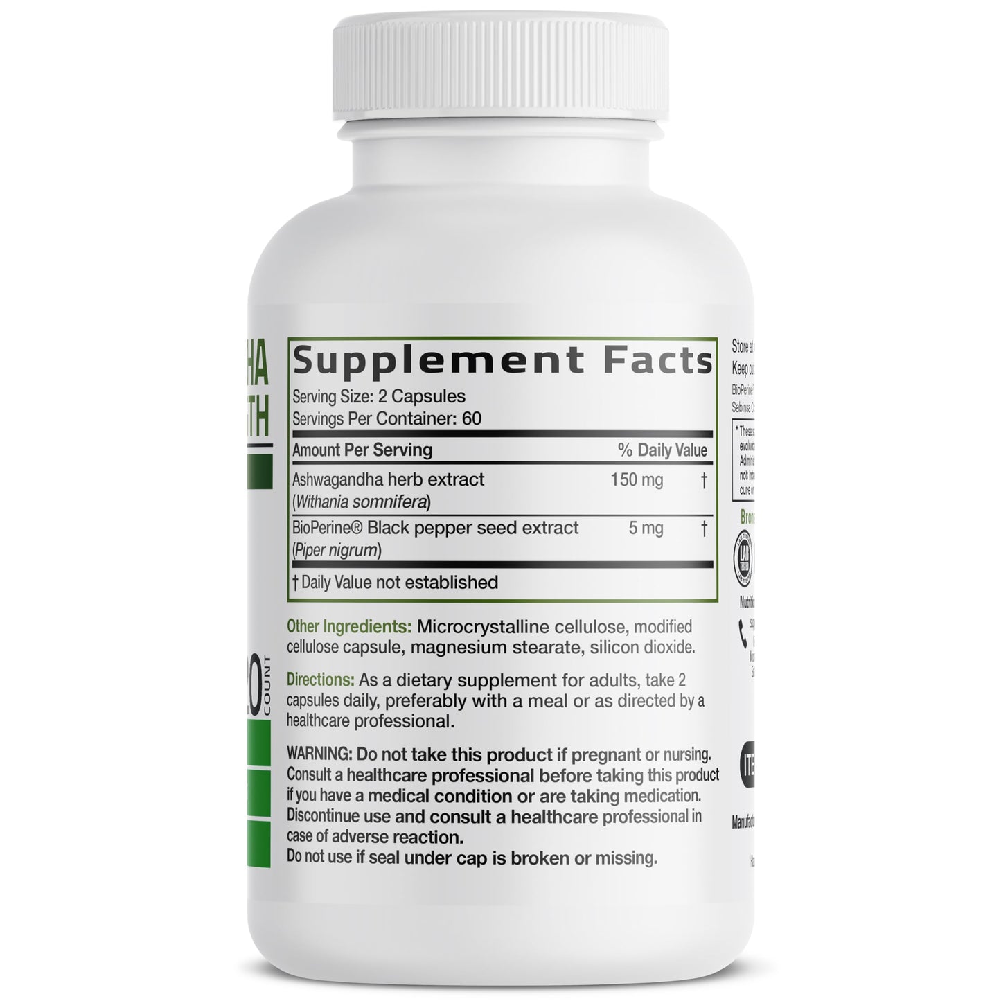 Bronson Ashwagandha Extra Strength Stress & Mood Support Capsules 120 Count