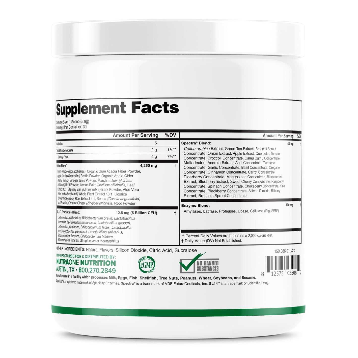 NutraOne DetoxOne Daily Gut Health Powder 6.2435