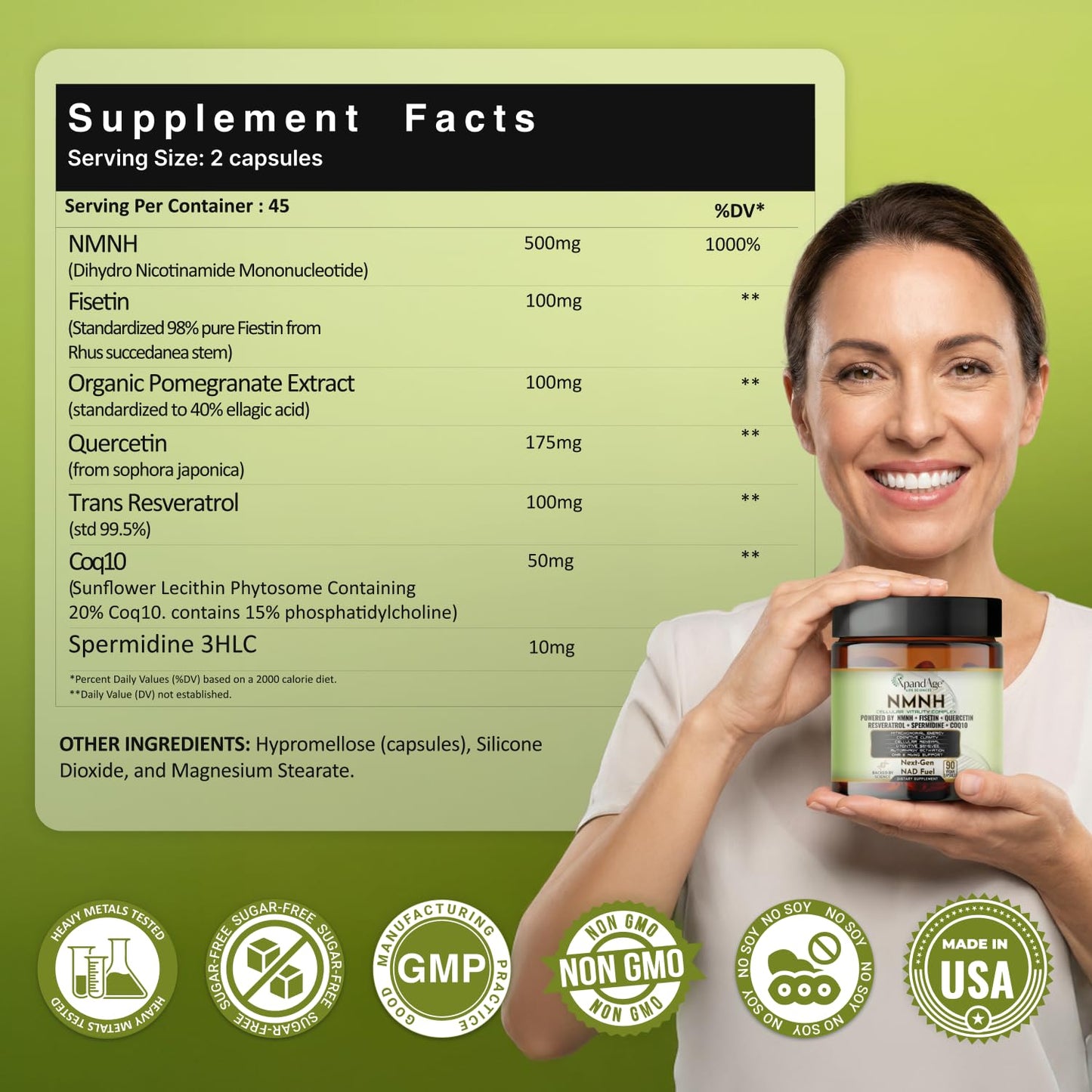 XpandAge Life Sciences NMNH 500mg NMN Alternative Capsules 90
