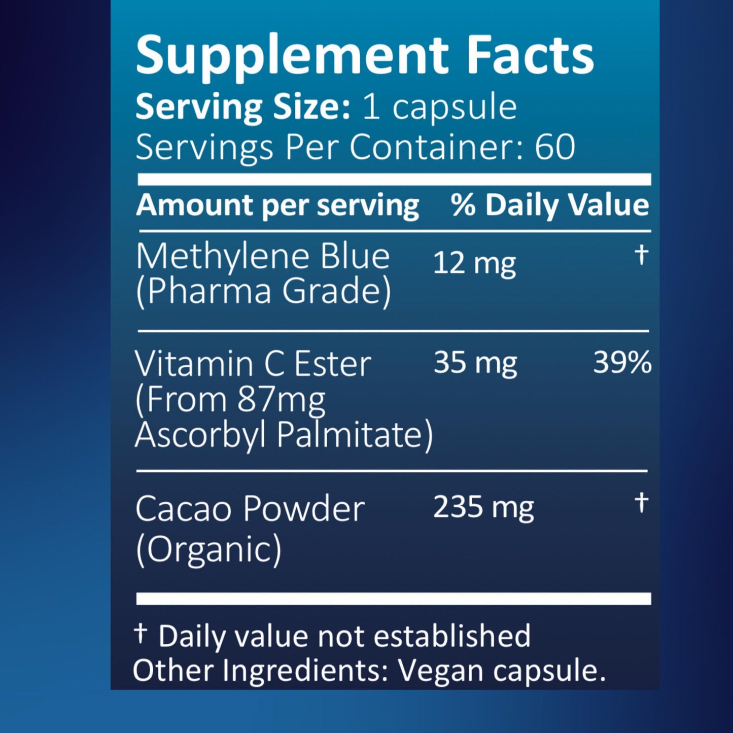 Nutricel Supplements Methylene Blue Capsules 110 Capsules