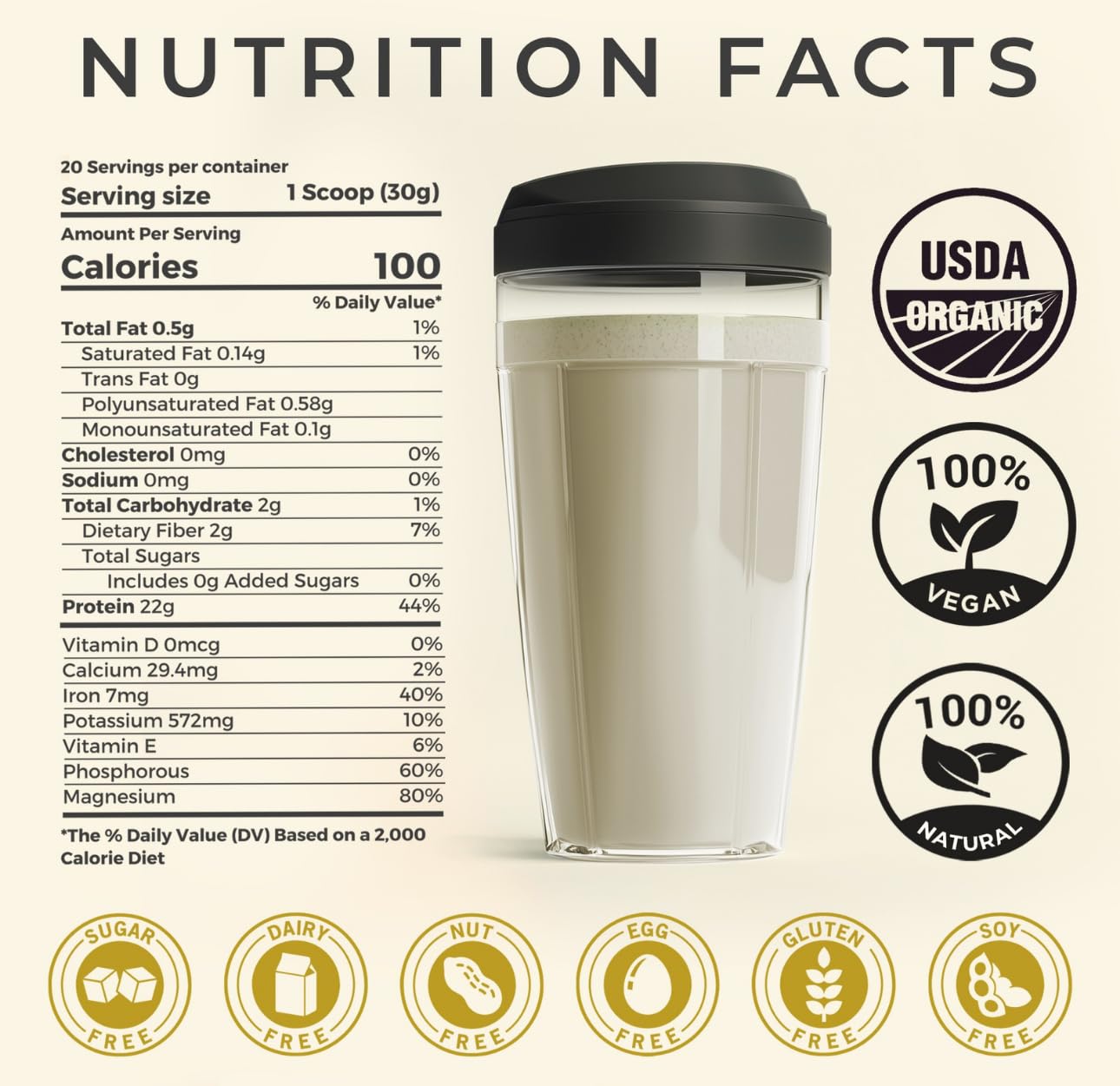 TUPAXA USDA Organic Hemp Protein Powder, Unflavored, 21.12 oz
