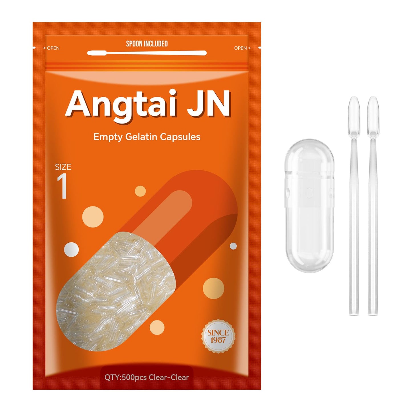 Angtai JN Empty Gelatin Capsules 500 Count