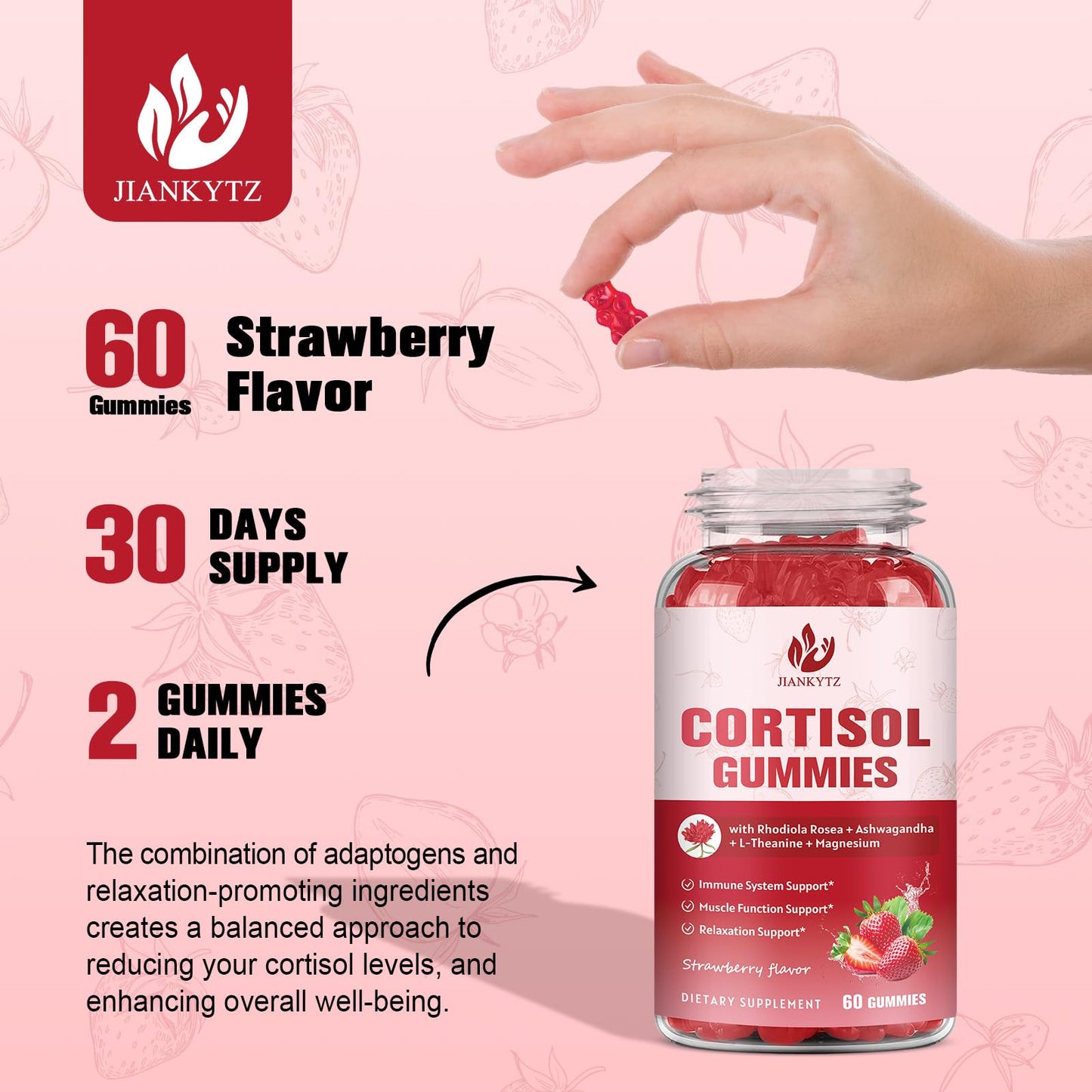 JIANKYTZ Cortisol Supplement Gummies, 120 Gummies