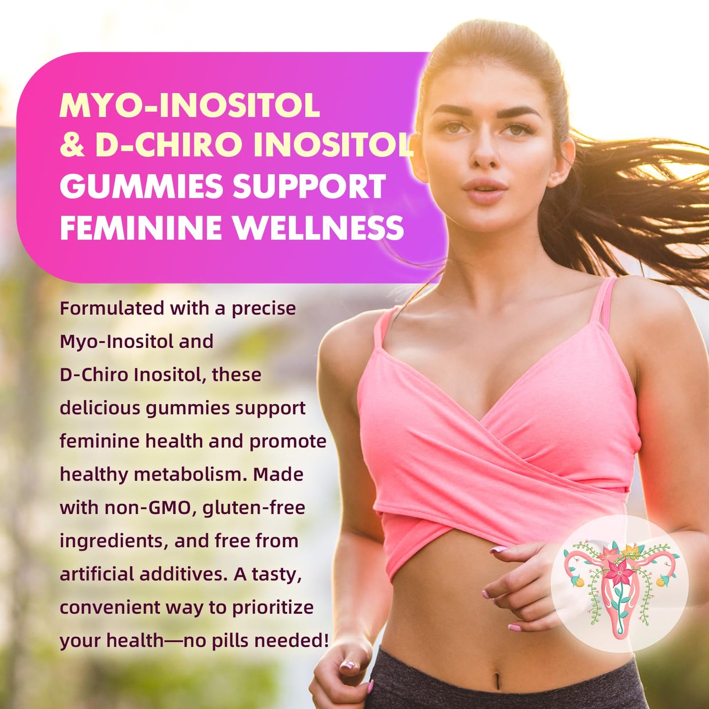 softbear Inositol Gummies for Women 1000mg with Vitamin D3, 60 Count