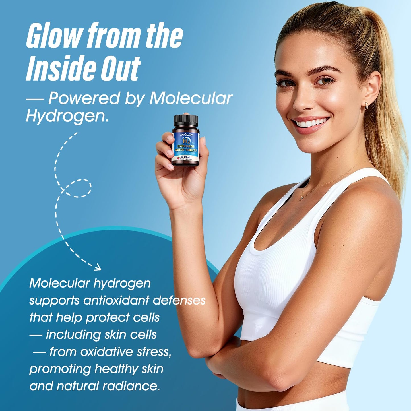 lanhuilin Hydrogen Water Tablets with Magnesium 150mg, Raspberry, 90 Tablets