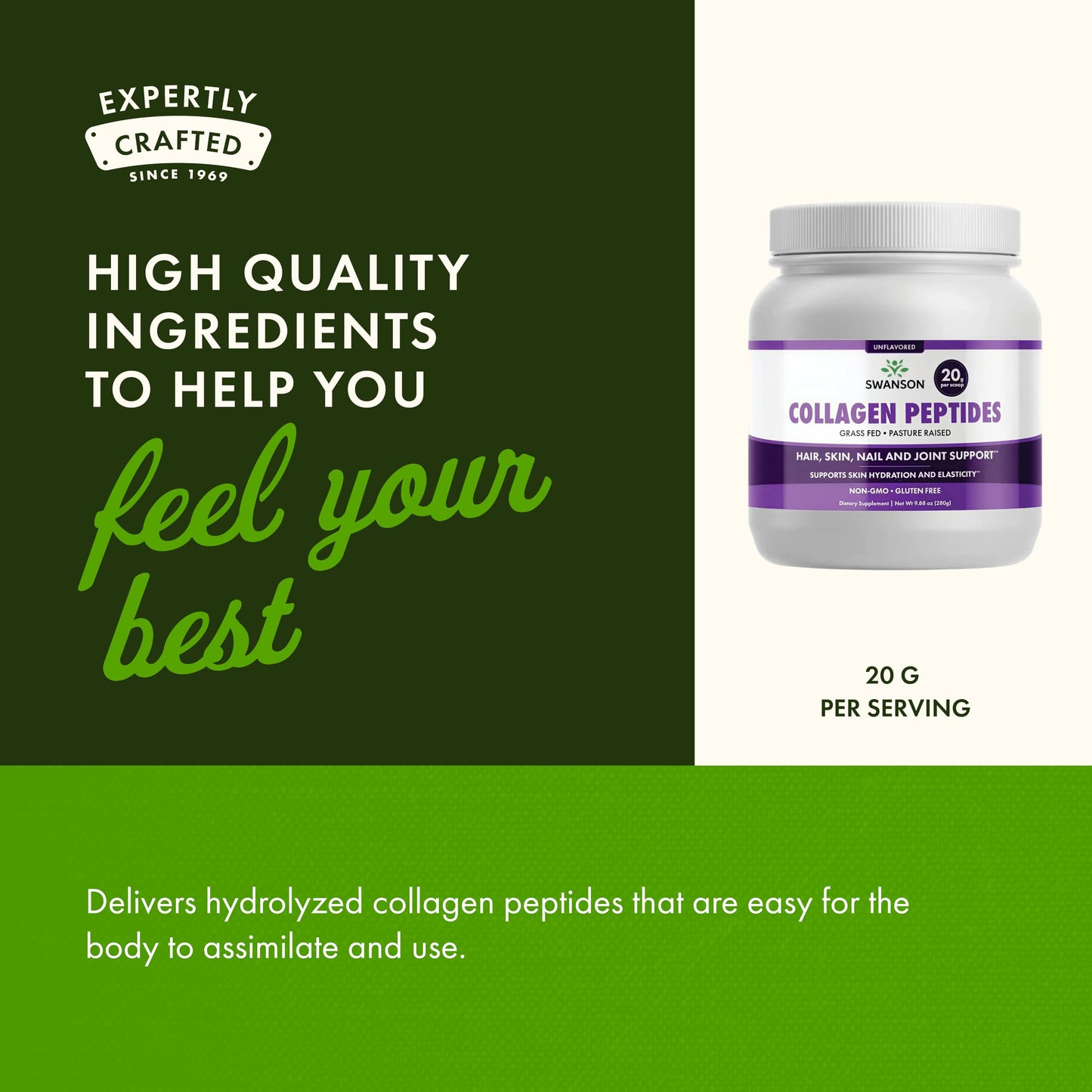 Swanson Collagen Peptides Unflavored Powder 9.88 oz