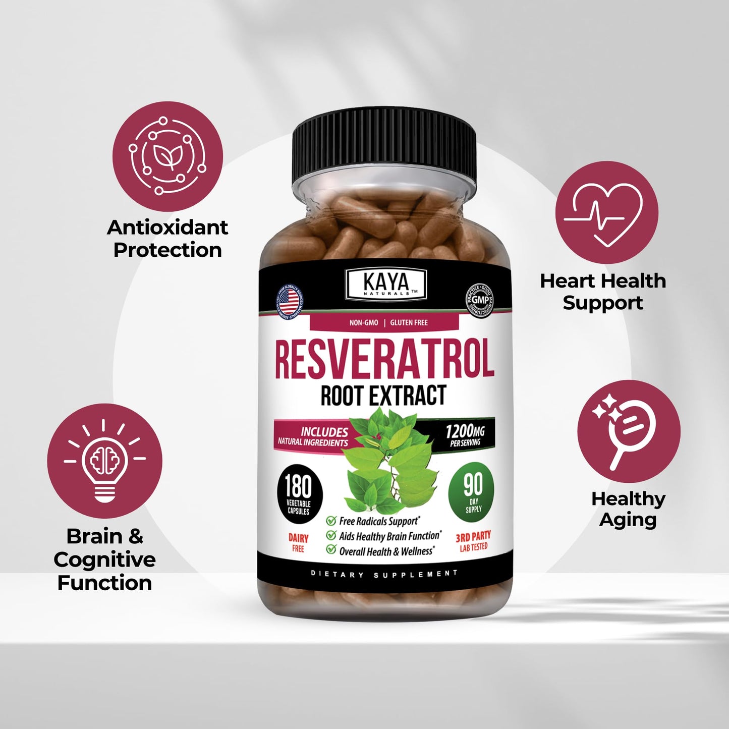 Kaya Naturals Resveratrol Capsule 180 Count